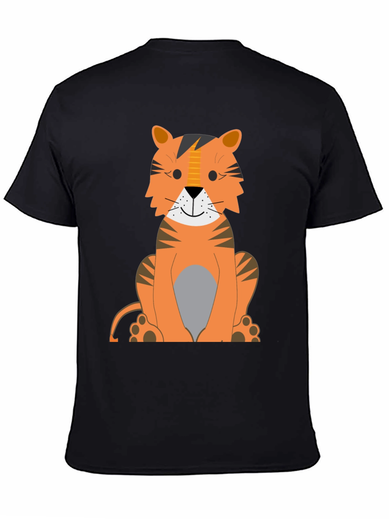 Black Cartoon Tiger Graphic Tee - Black view 4