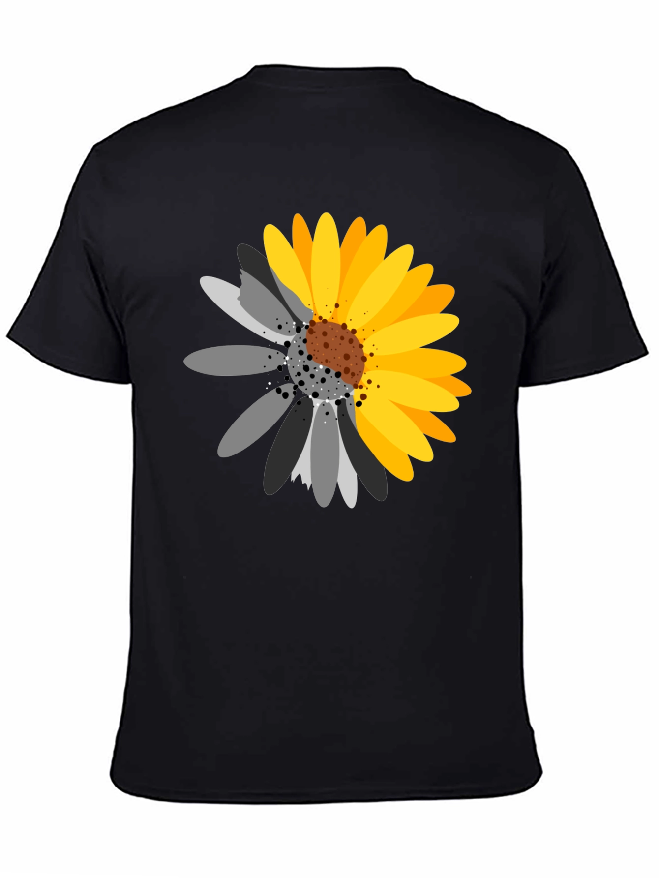 Black Black T-Shirt with Sunflower Graphic view 4