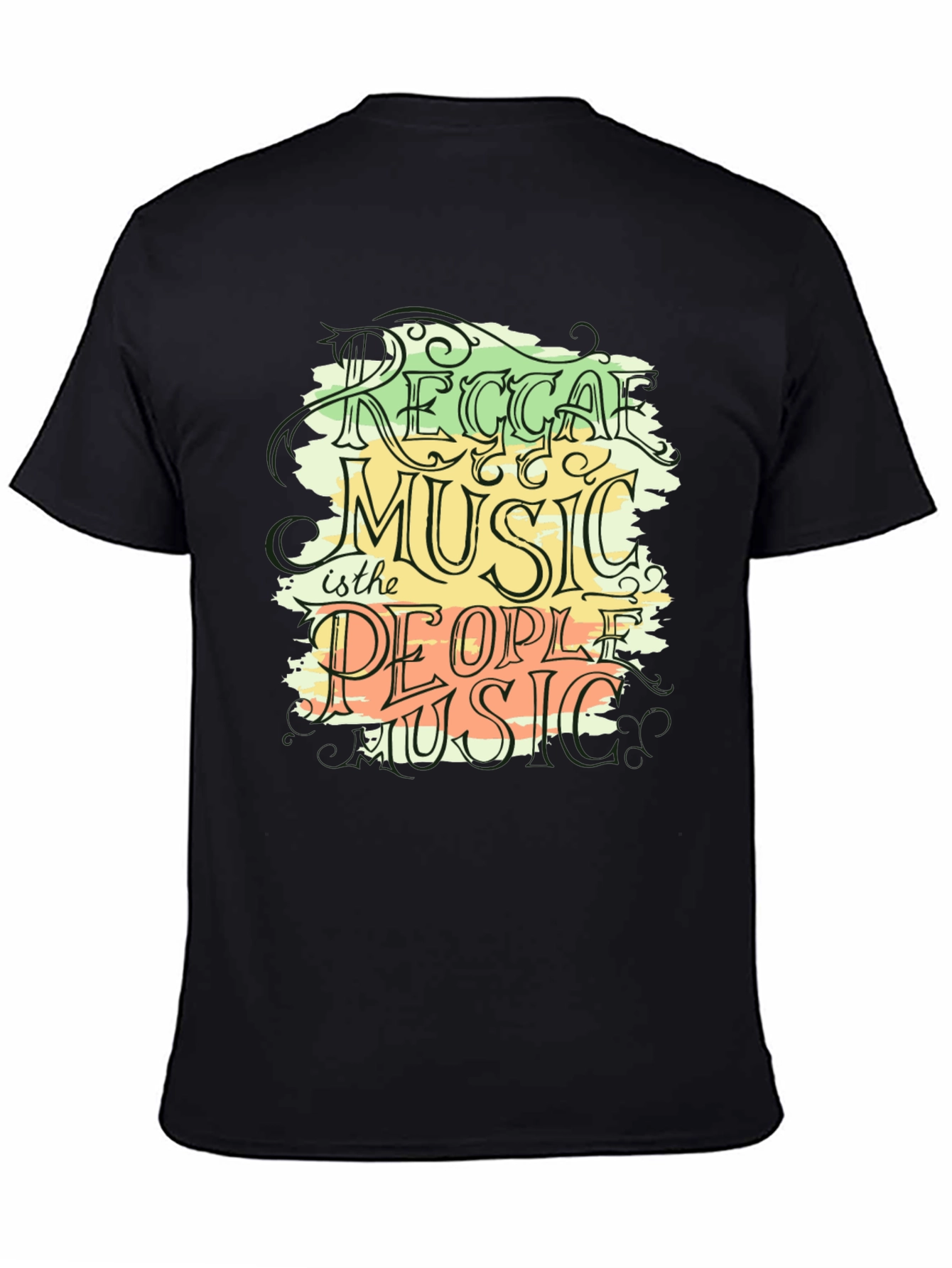 Black Reggae Music Graphic Black T-Shirt view 4