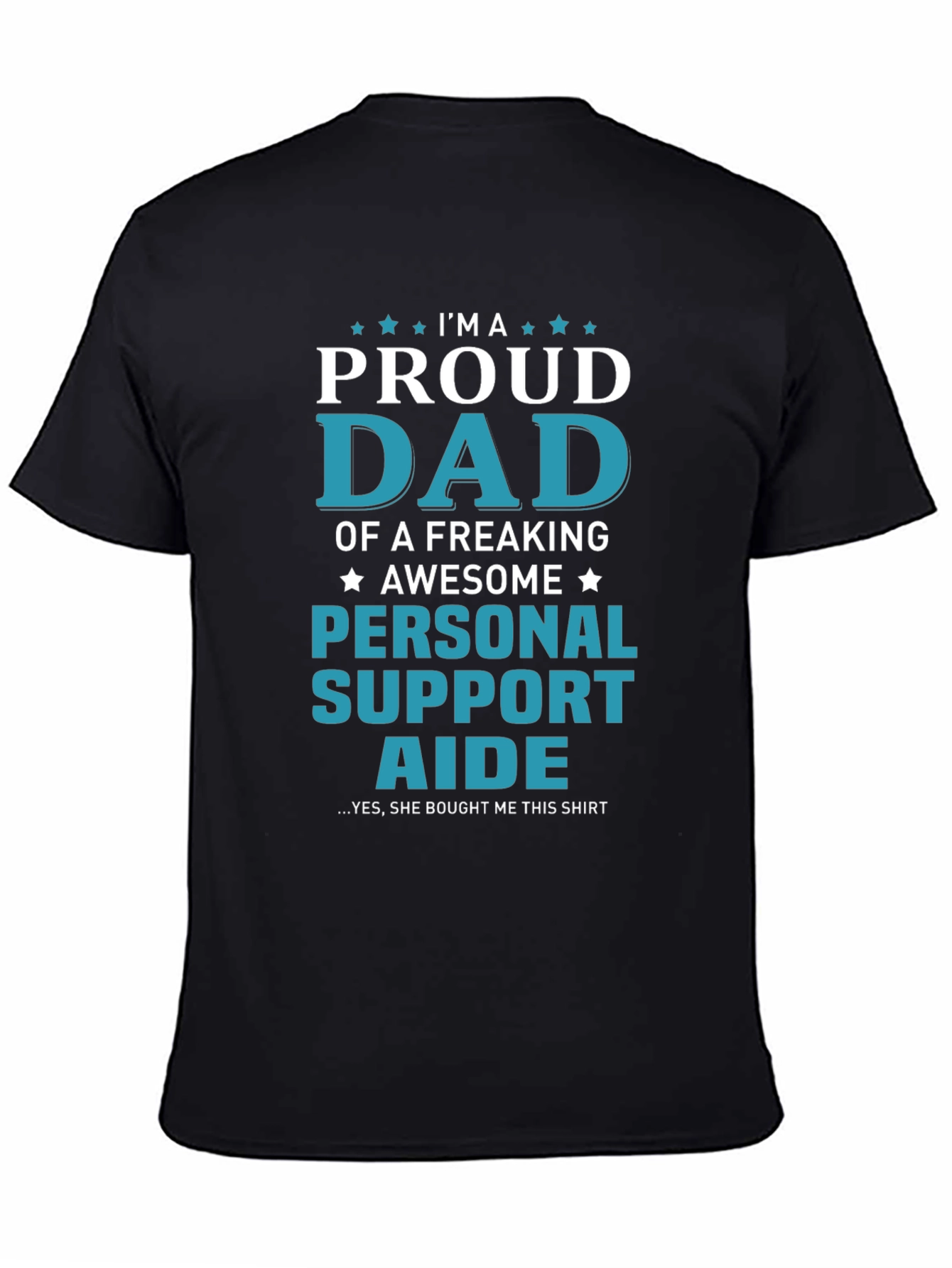 Black Proud Personal Support Aide Dad T-Shirt view 4