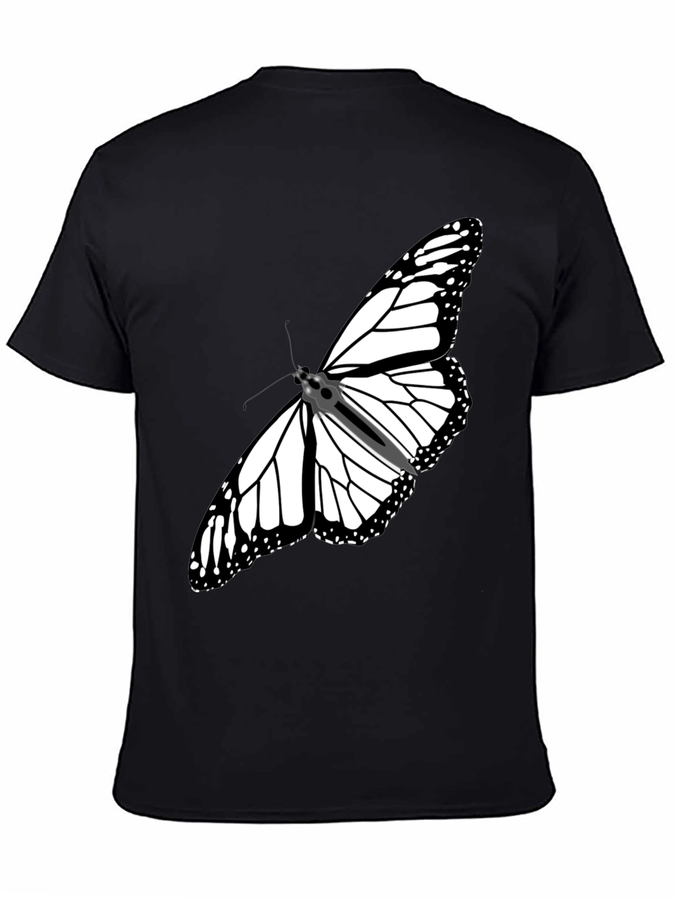 Black Butterfly Graphic Tee - Stylish Black Cotton T-Shirt view 4