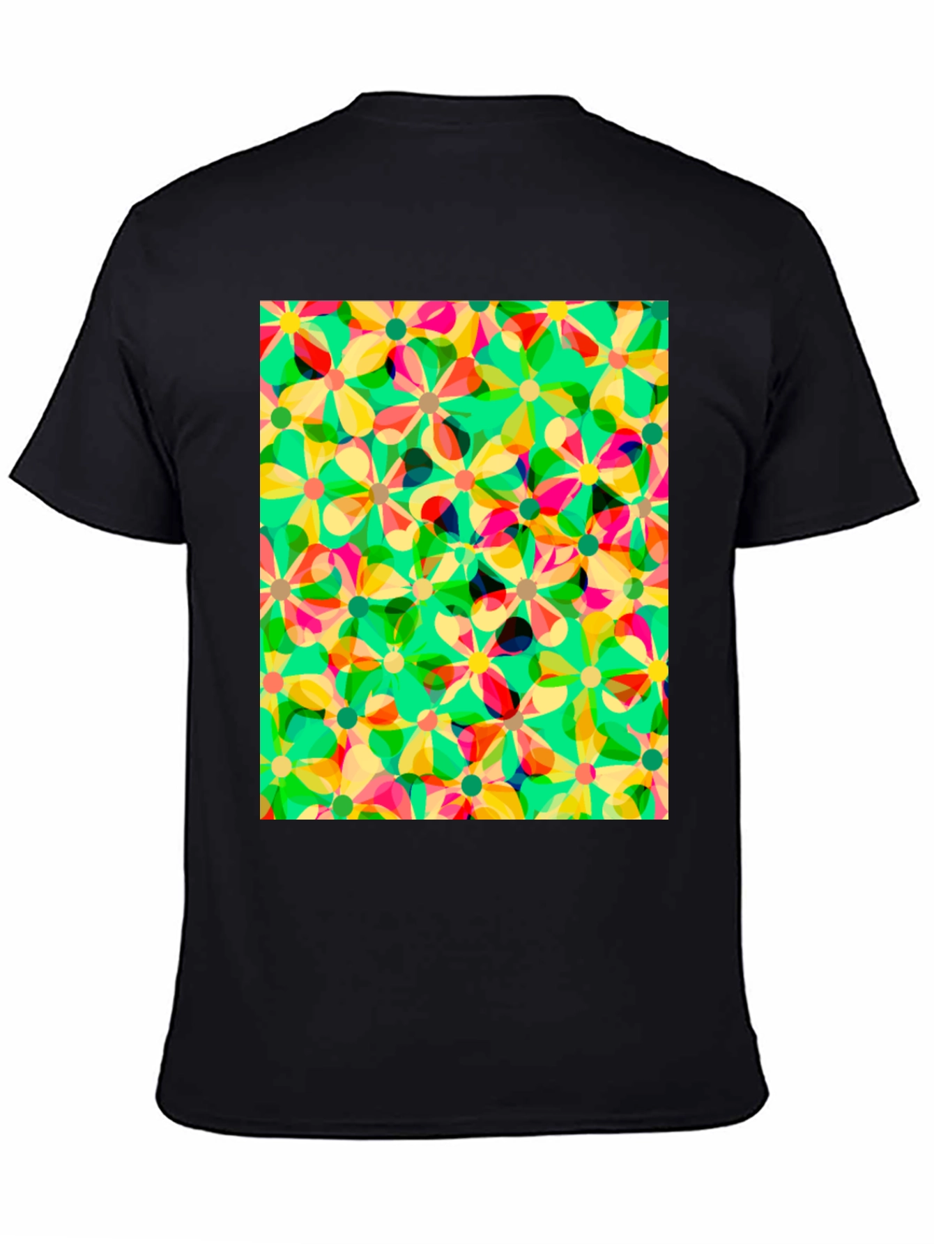 Black Floral Pattern Tee - Vibrant & Unique Design view 4