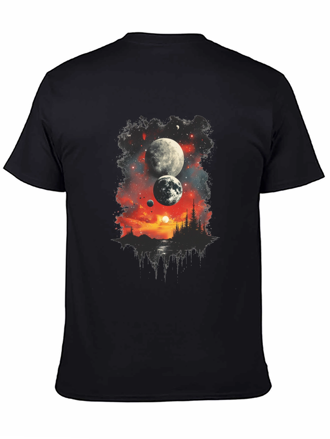 Black Cosmic Landscape Graphic Tee - Black T-Shirt view 4