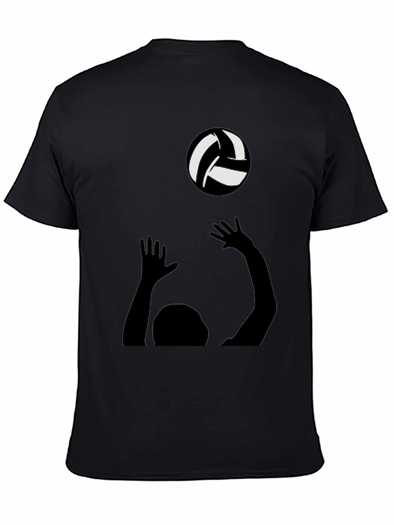 Black Volleyball Player Graphic Tee - Black Cotton Shirt view 4