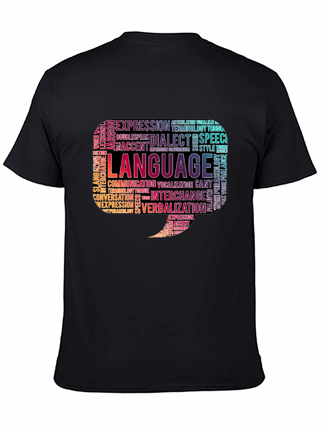 Black Language Word Cloud Graphic Tee view 4