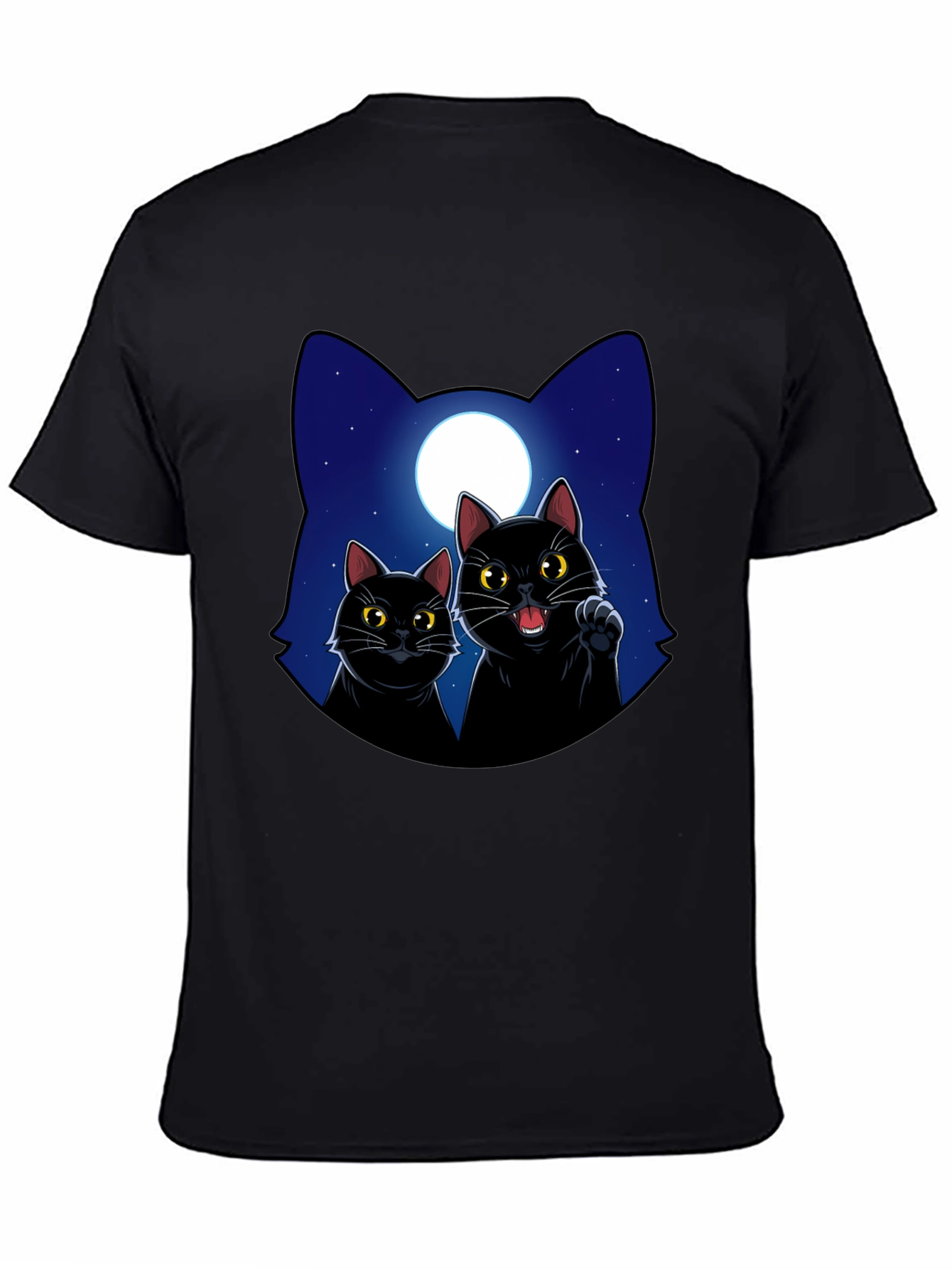 Black Black Cat Moon Graphic T-Shirt view 4
