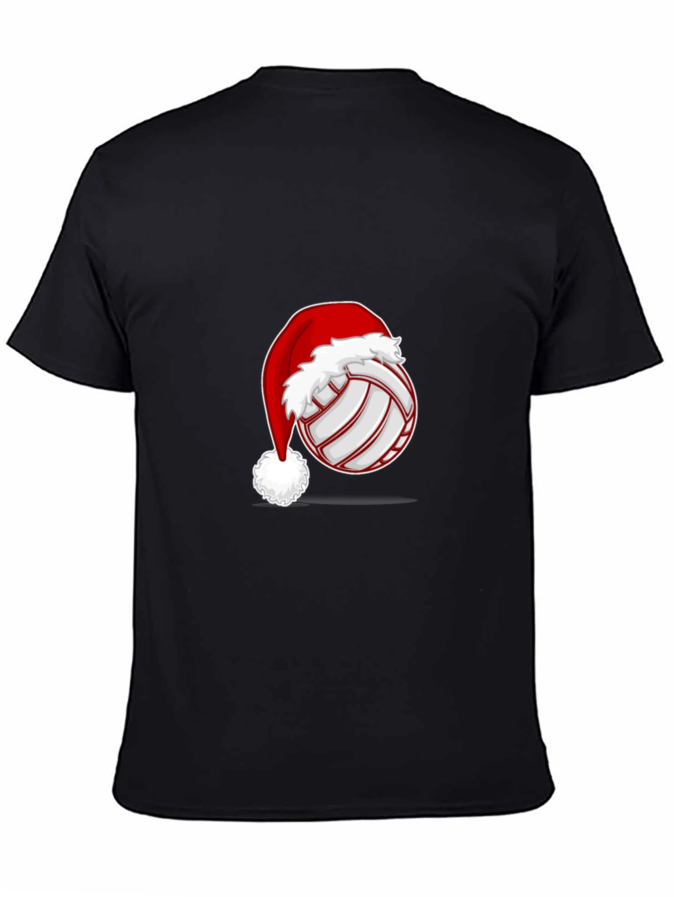 Black Volleyball Santa Hat Graphic Tee view 4