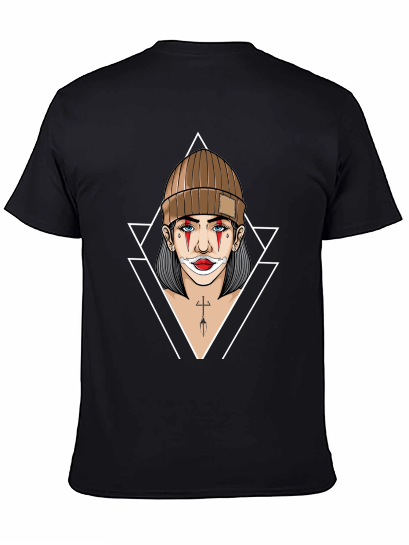 Black Clown Girl Graphic Print Black T-Shirt view 4