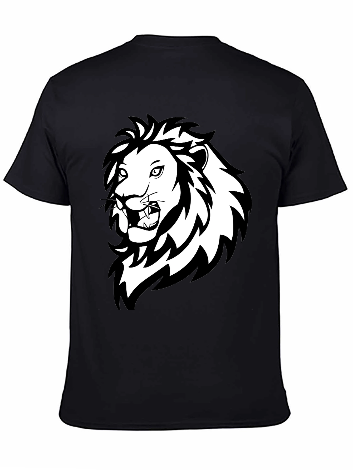Black Bold Lion Graphic Tee - Black Cotton Crew Neck T-Shirt view 4