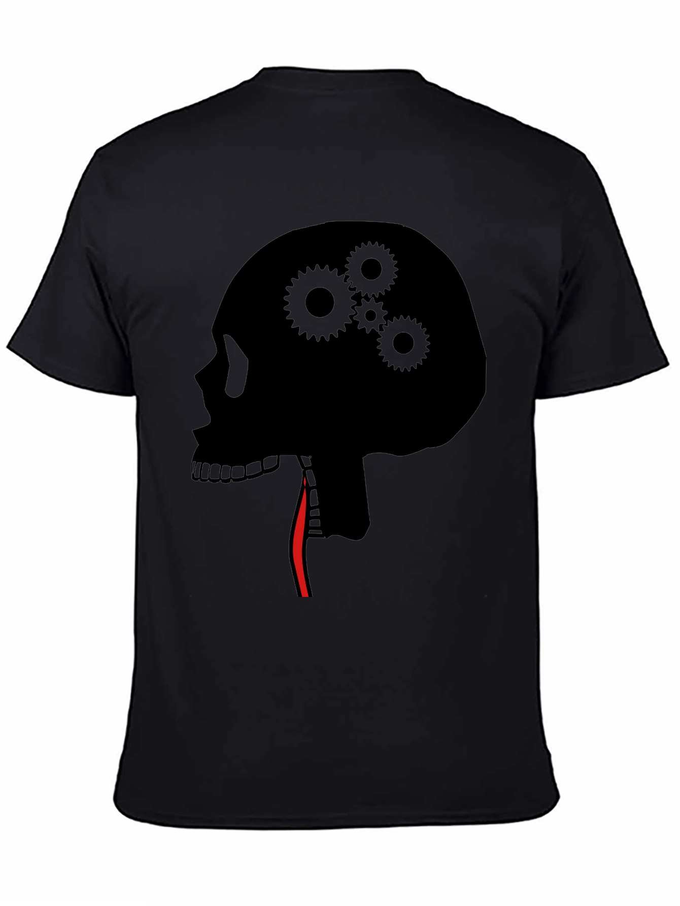 Black Gear Head Skull Tee - Black Graphic T-Shirt view 4