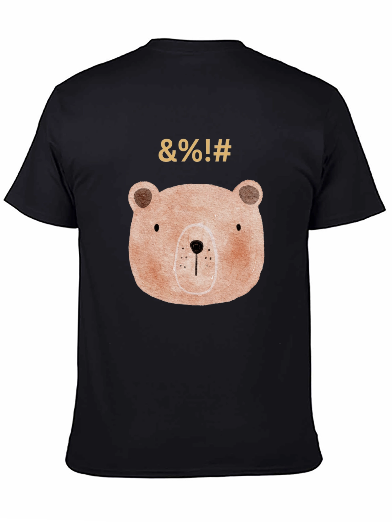 Black Funny Bear Graphic Black T-Shirt view 4
