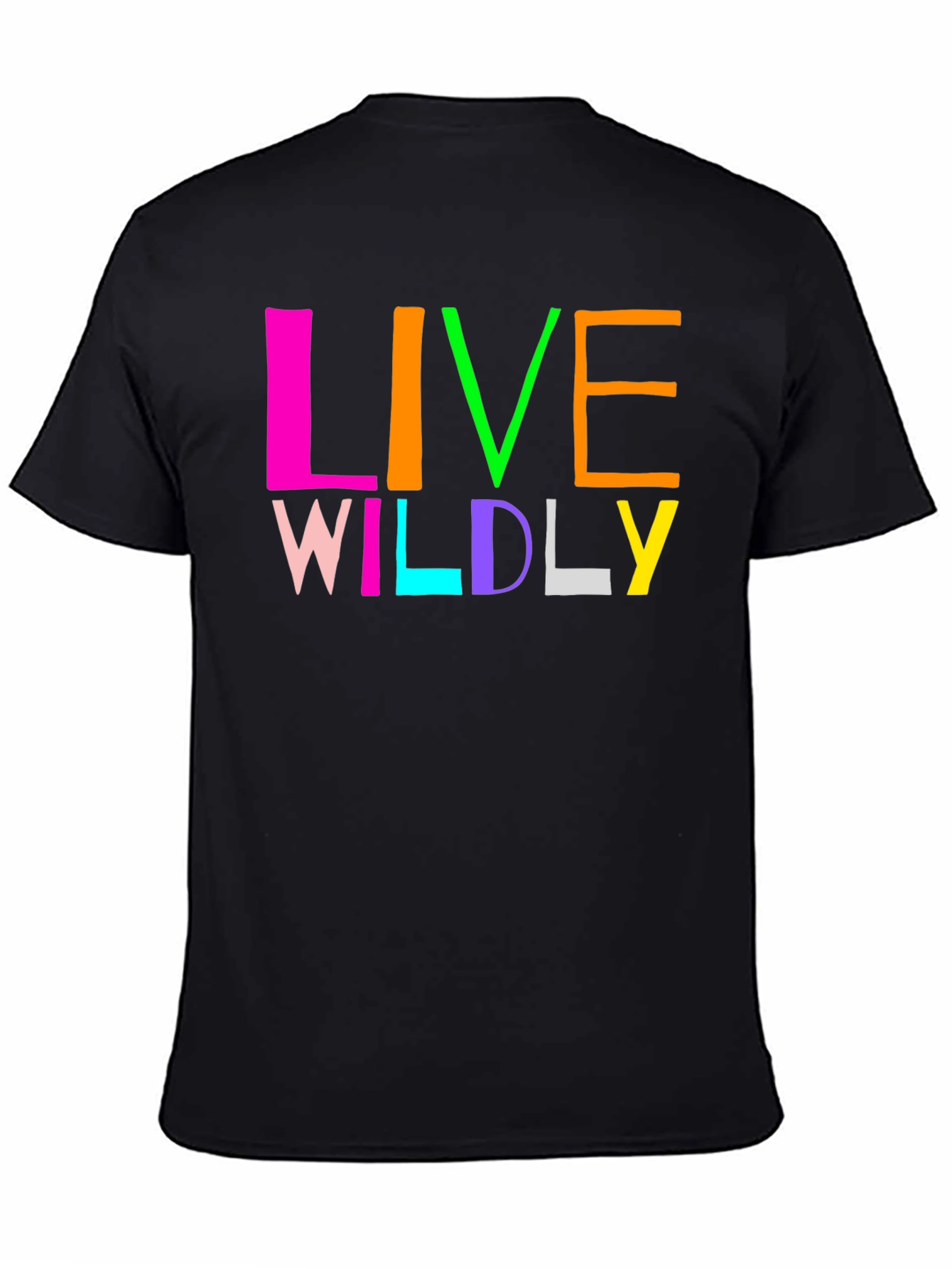 Black Live Wildly Graphic Tee - Colorful Design view 4