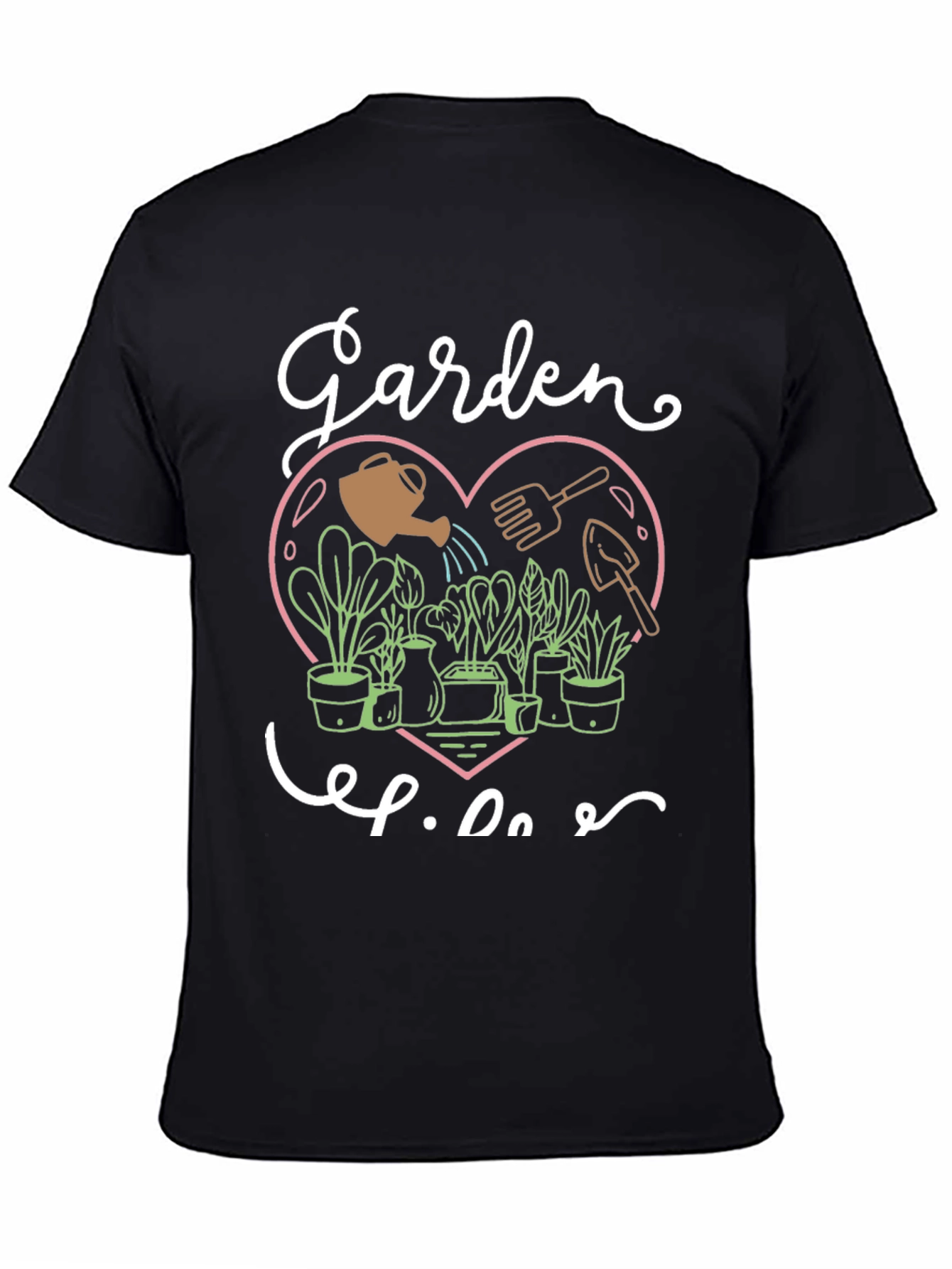 Black Garden Life Graphic Tee - Black Cotton T-Shirt view 4