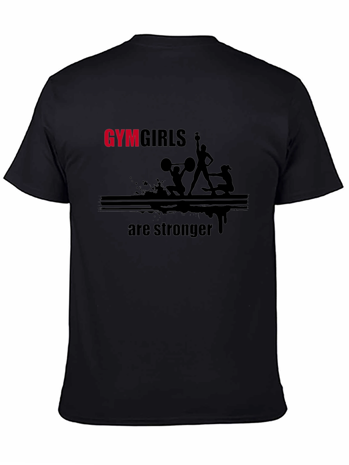 Black Gym Girls are Stronger T-Shirt - Black view 4