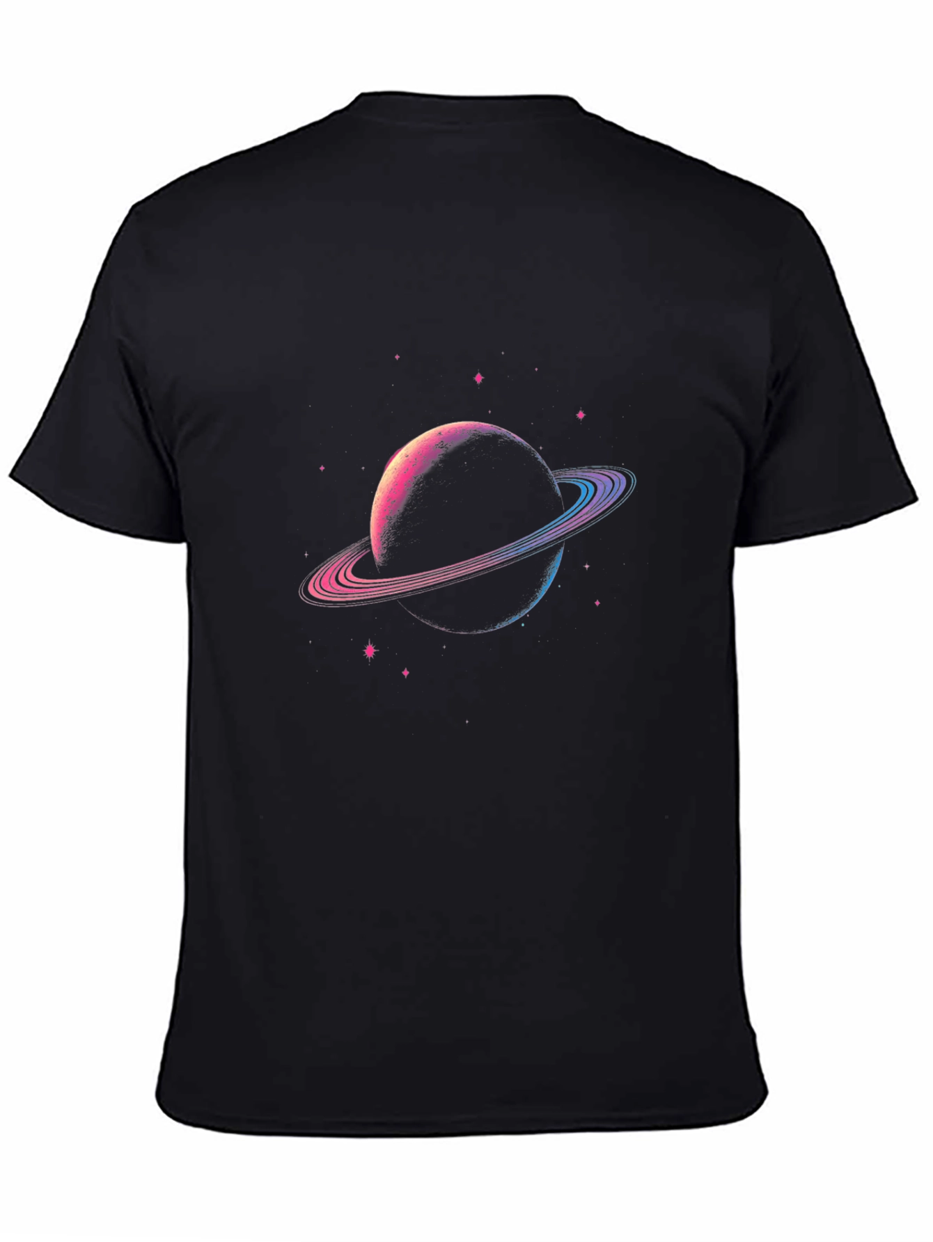 Black Planet Saturn Graphic T-Shirt - Black Cotton Blend view 4