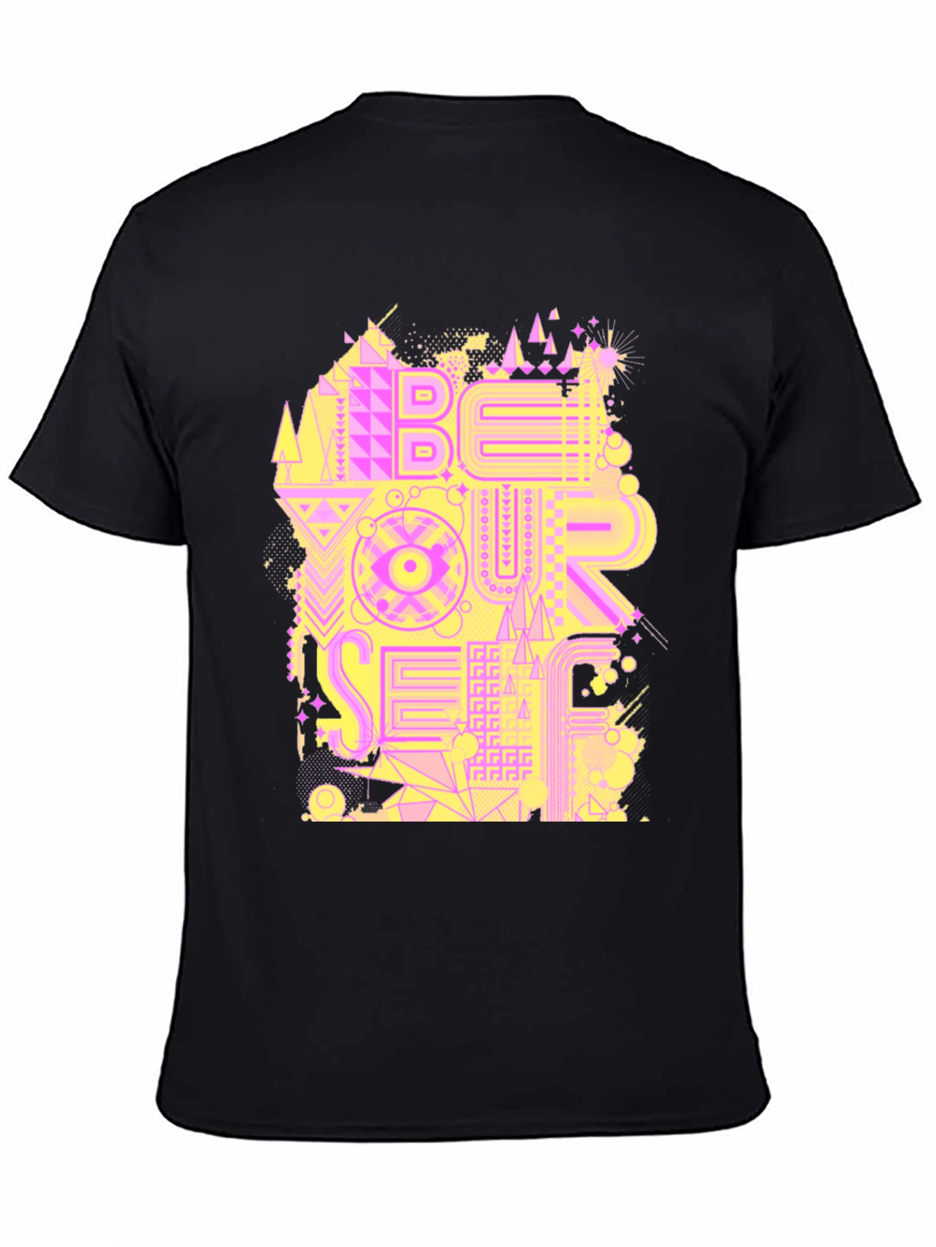 Black Be Your Self Graphic Black T-Shirt view 4