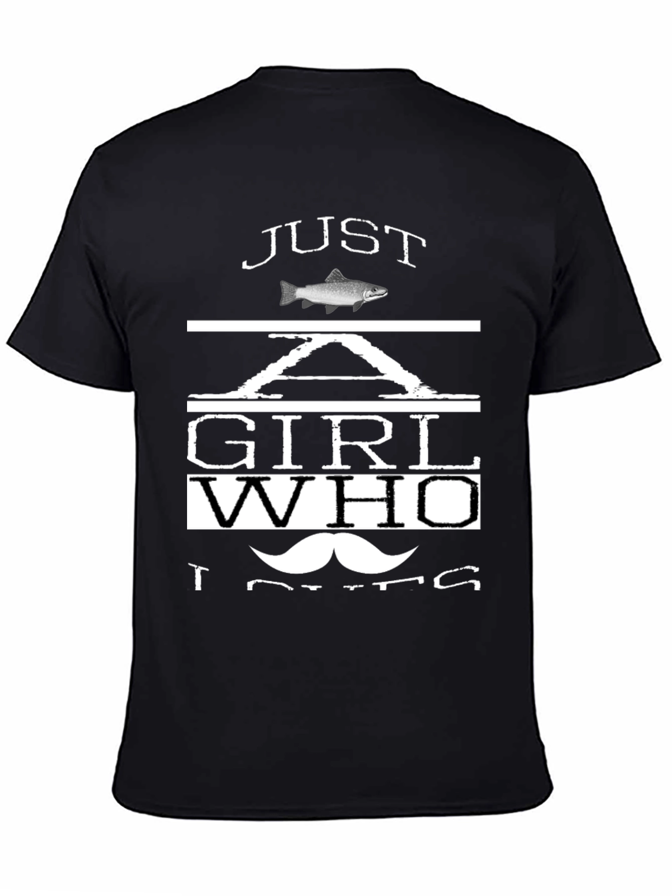 Black Just A Girl Who Loves Fish T-Shirt view 4