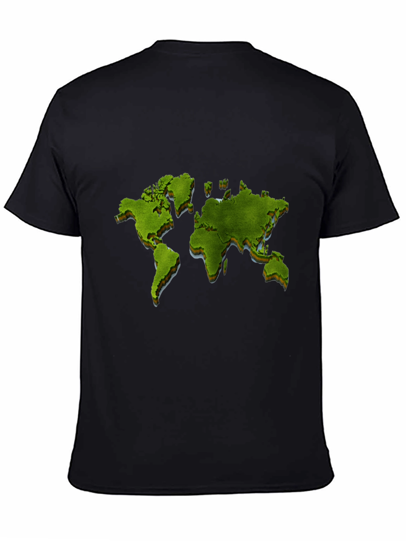 Black World Map Graphic Print Black T-Shirt view 4