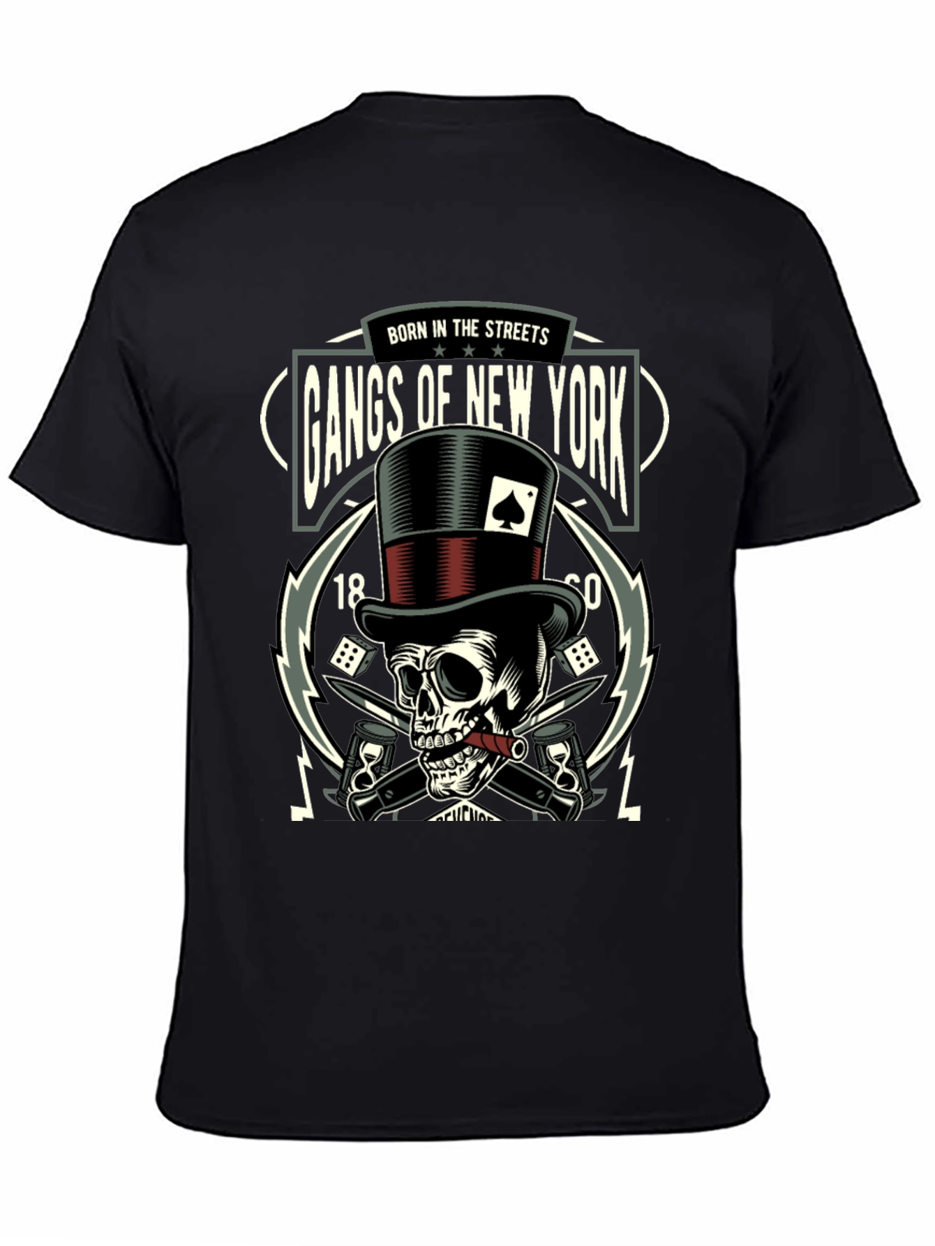 Black Gangs of New York Skull Graphic T-Shirt view 4