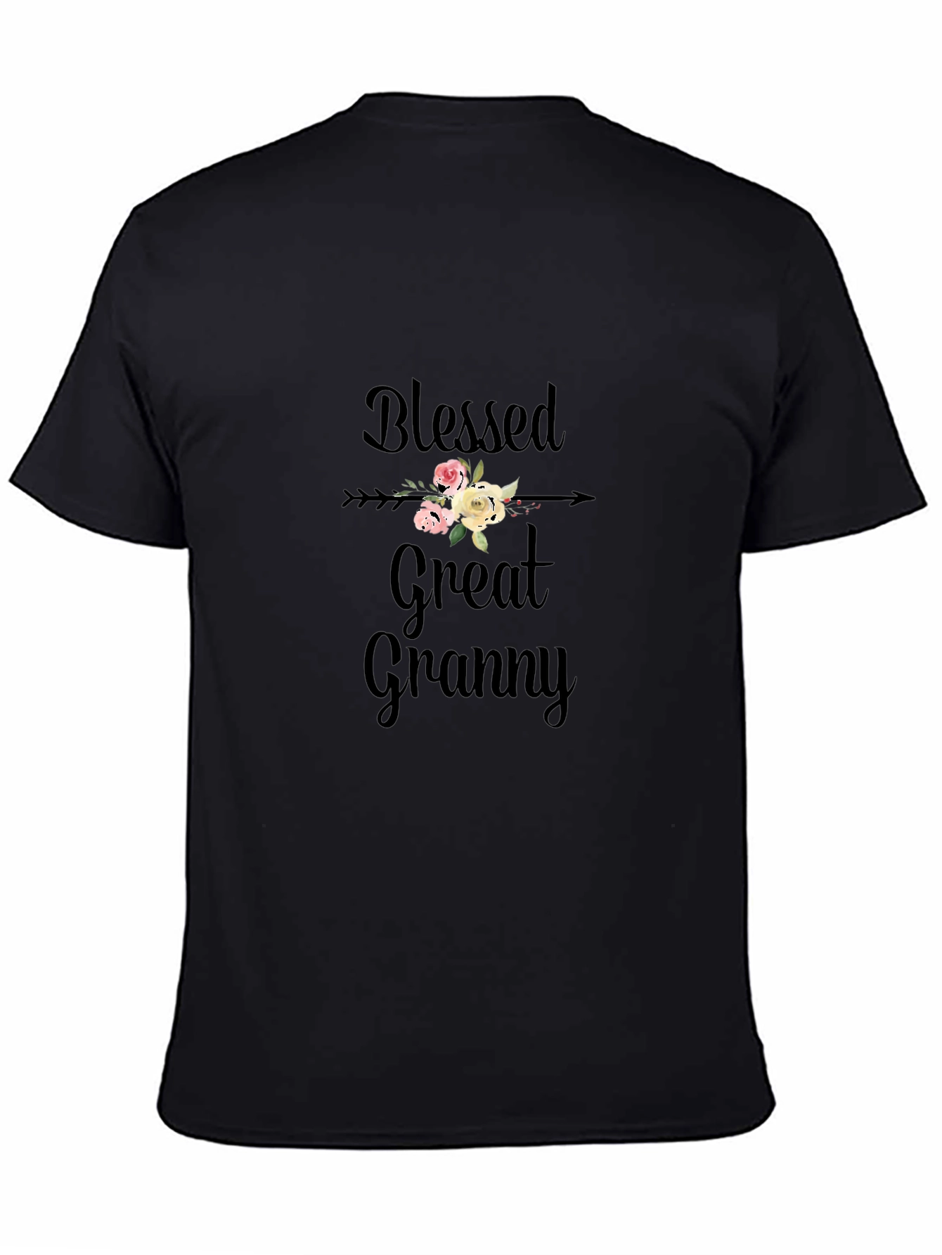 Black Blessed Great Granny T-Shirt - Floral Arrow Design view 4