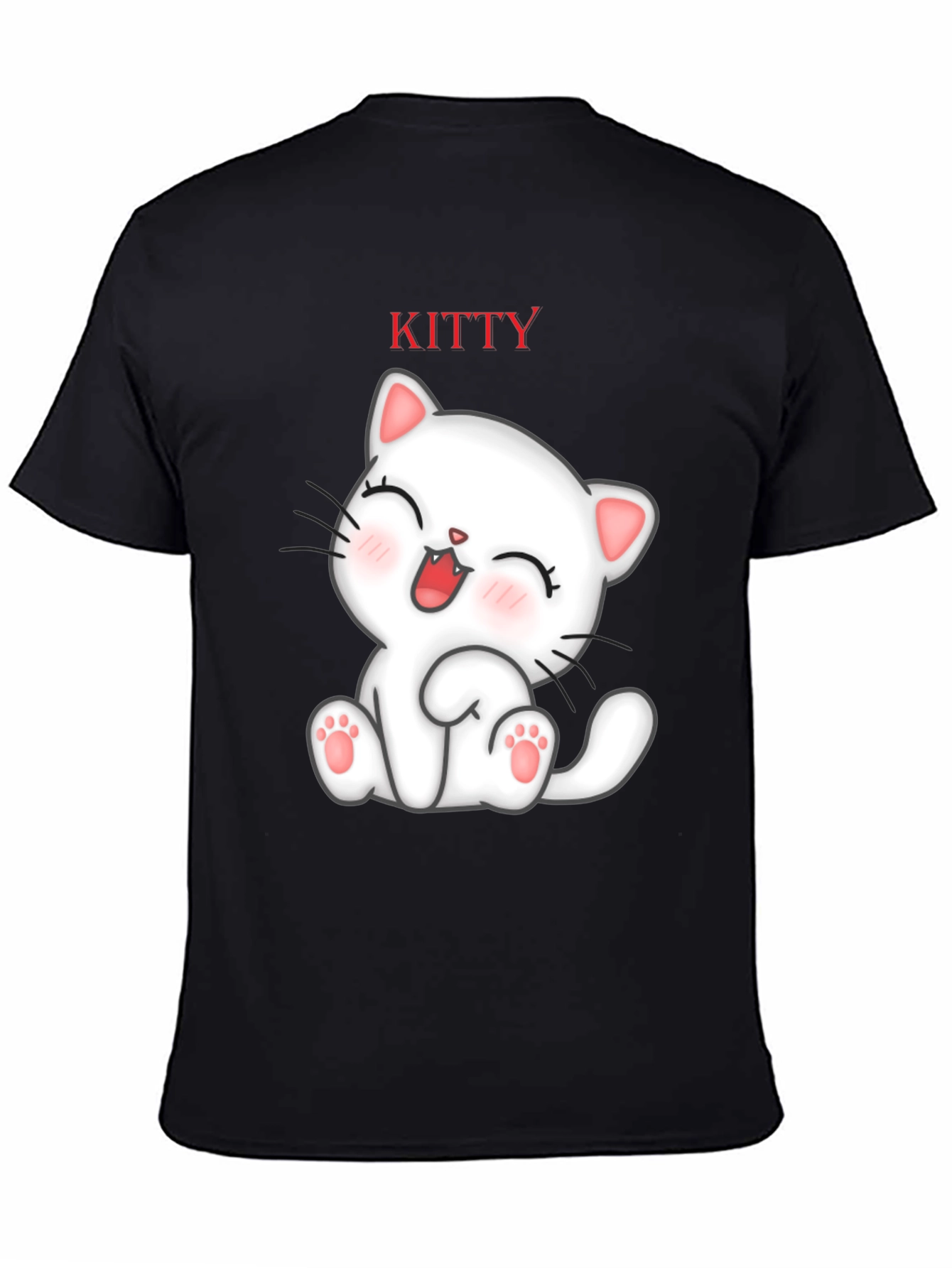 Black Kitty Cat Graphic Tee - Cute Cartoon Cat T-Shirt view 4