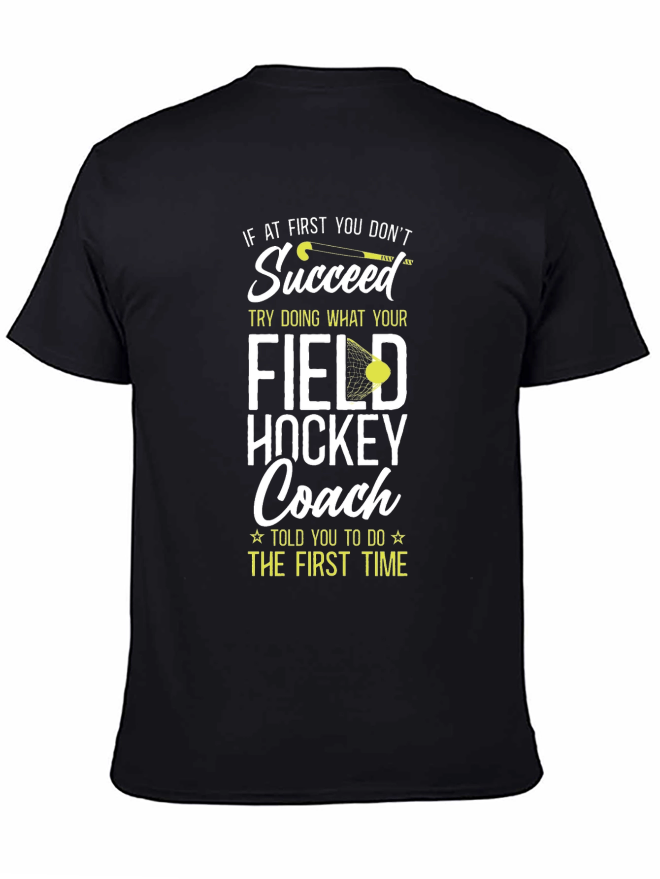 Black Field Hockey Coach Graphic T-Shirt view 4