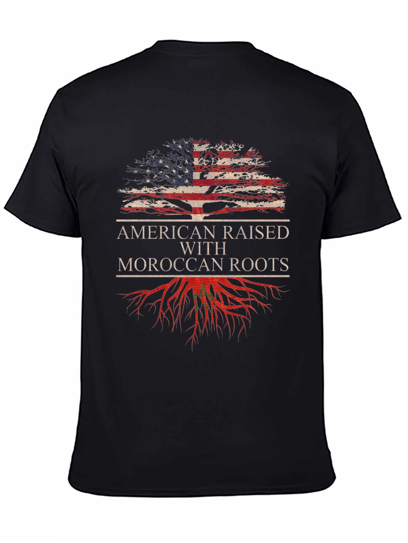 Black American Raised Moroccan Roots T-Shirt view 4