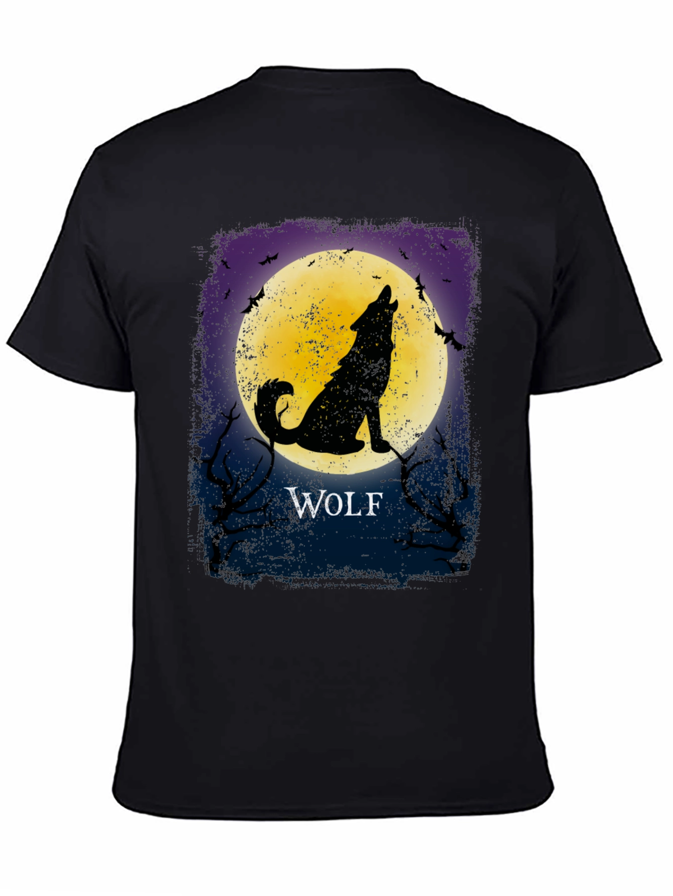 Black Wolf Howling at Moon Graphic T-Shirt view 4