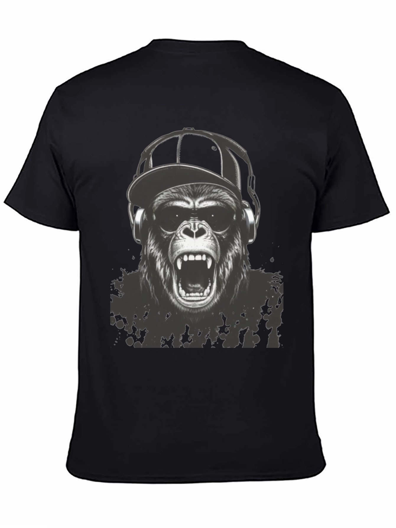 Black Cool Gorilla Graphic Tee view 4