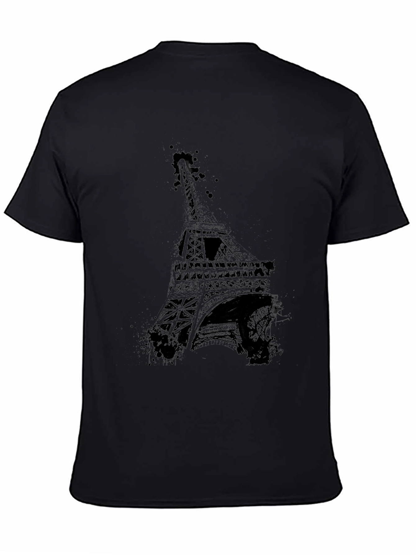Black Eiffel Tower Graphic Tee - Men's Black T-Shirt view 4
