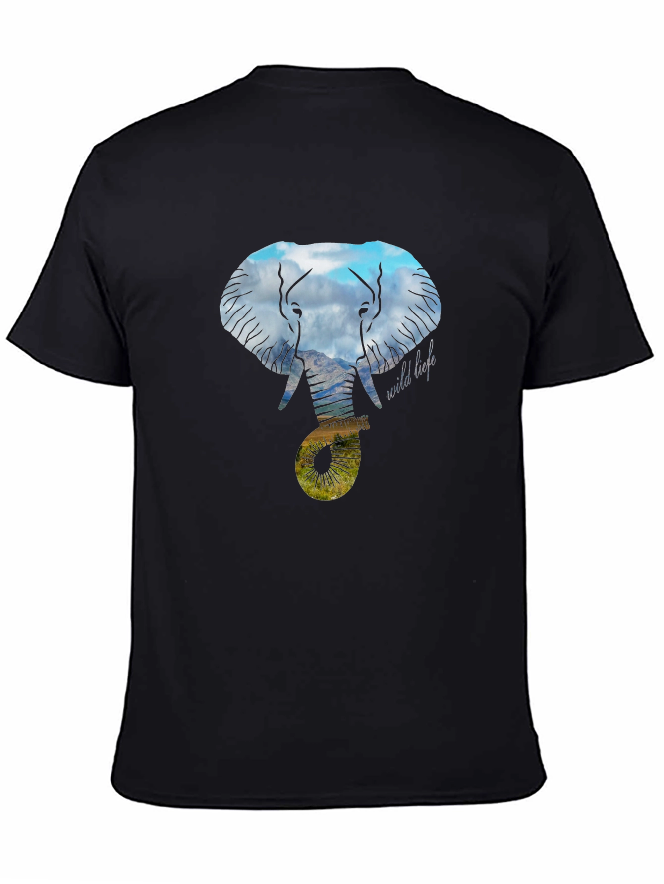 Black Wildlife Elephant Graphic Tee - Black view 4