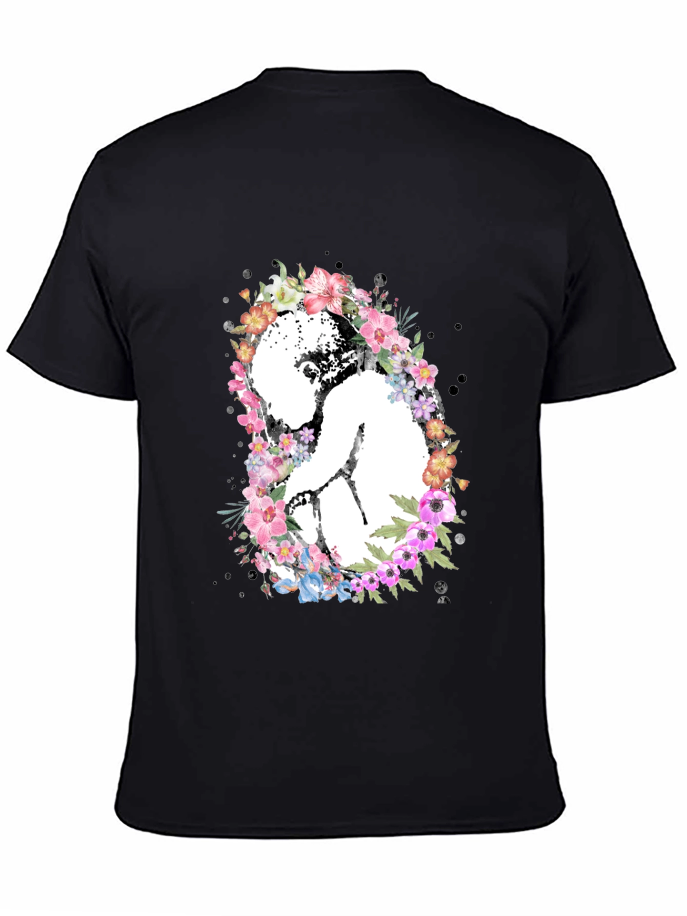 Black Floral Embryo Graphic Tee - Black Unisex T-Shirt view 4