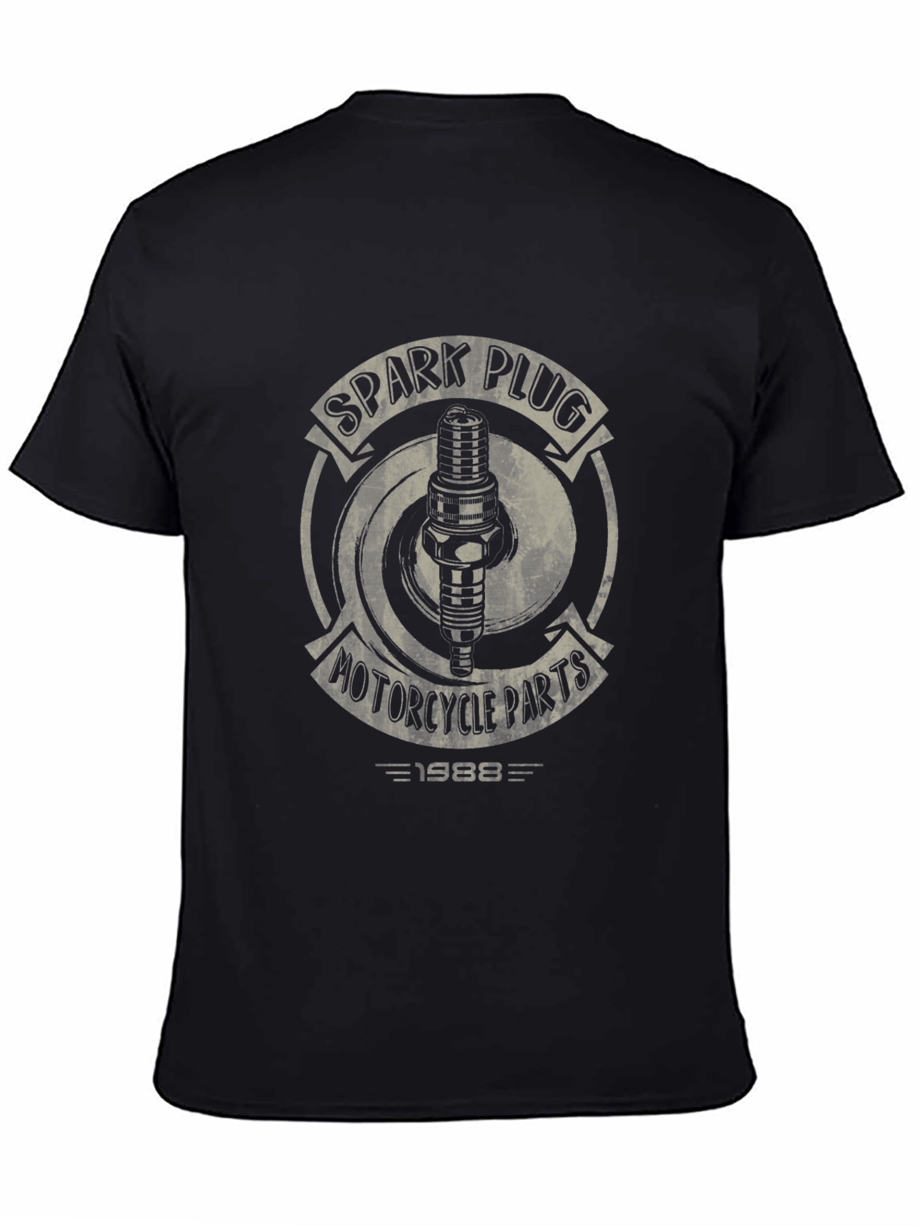 Black Spark Plug Motorcycle Parts Graphic T-Shirt view 4
