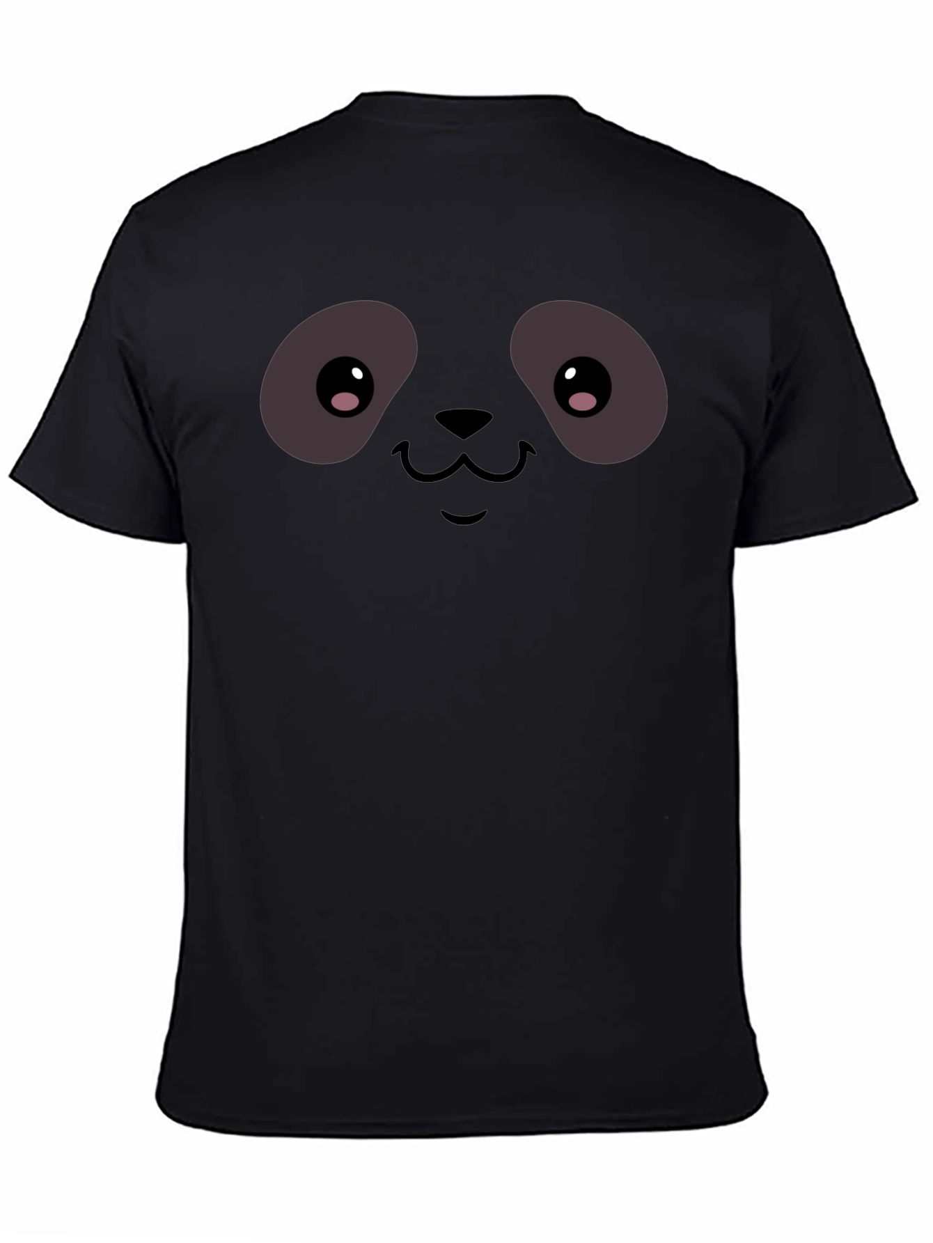 Black Cute Panda Face Graphic T-Shirt - Black view 4