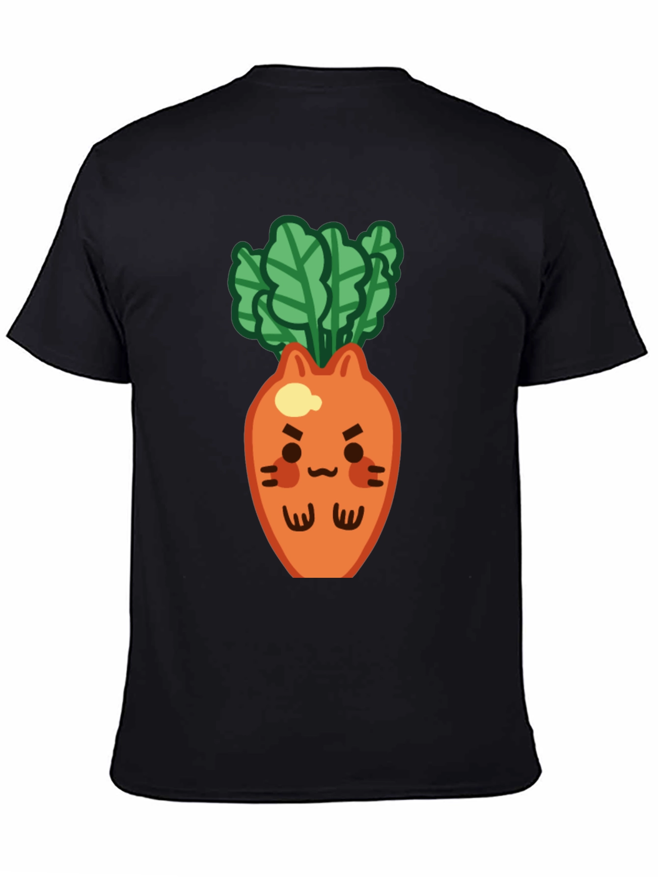 Black Cute Carrot Cat T-Shirt - Black, Unique Design view 4
