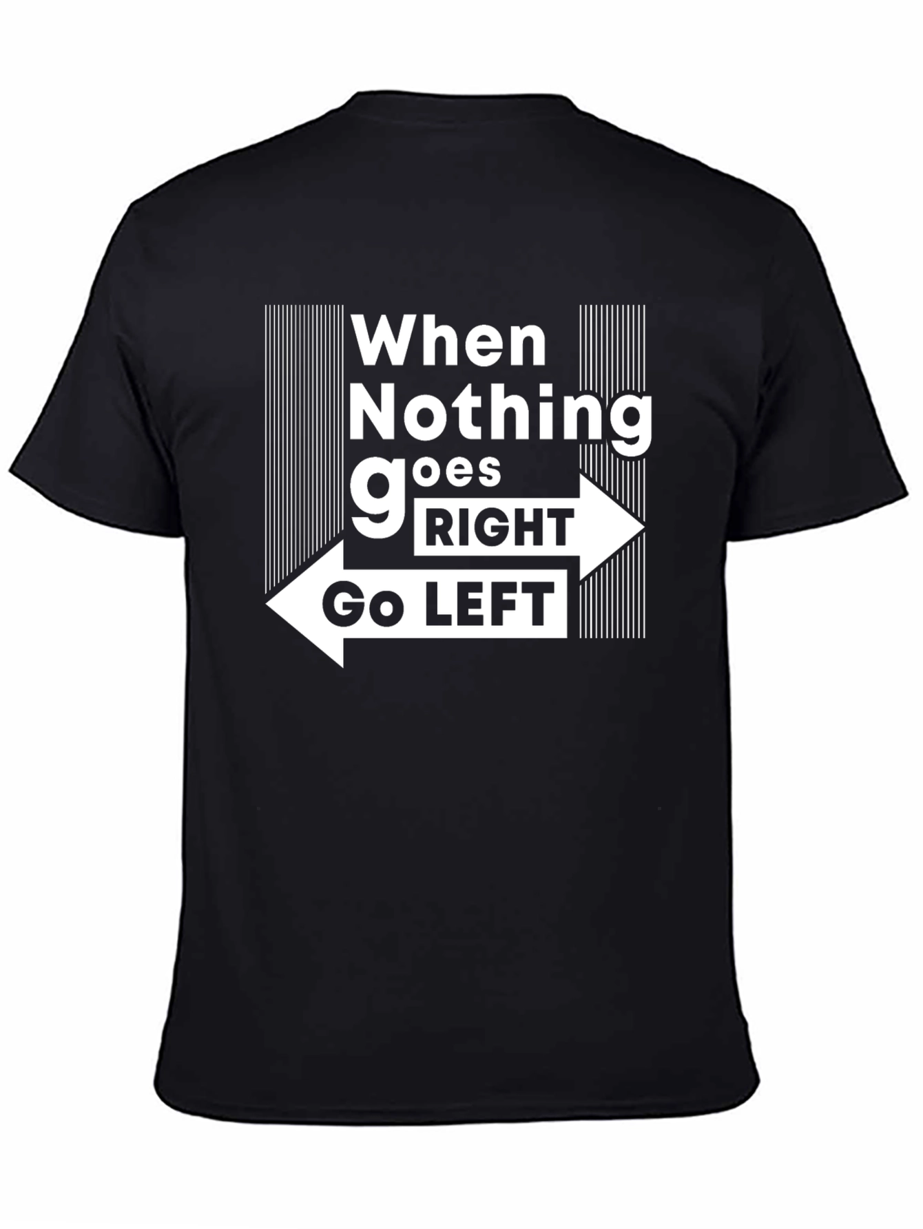 Black Go Left Graphic Tee - Black Cotton T-Shirt view 4
