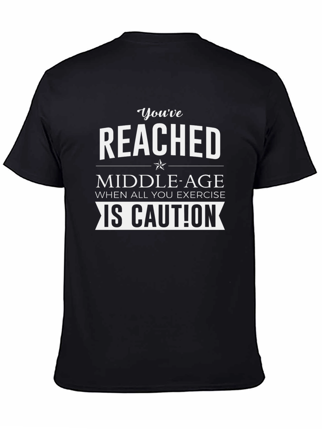 Black Funny Middle Age Caution Black T-Shirt view 4