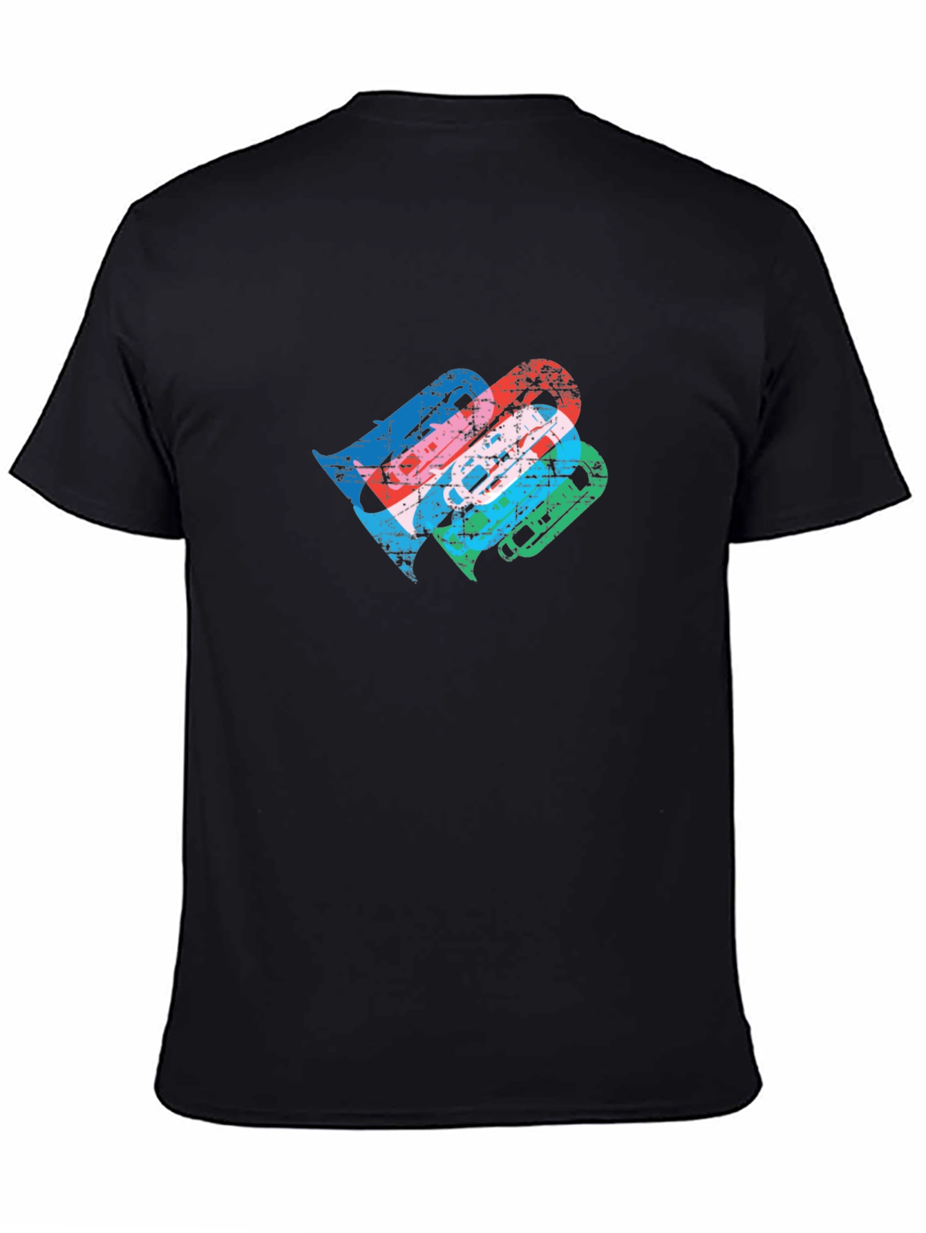 Black Retro Cassette Tape Graphic T-Shirt view 4