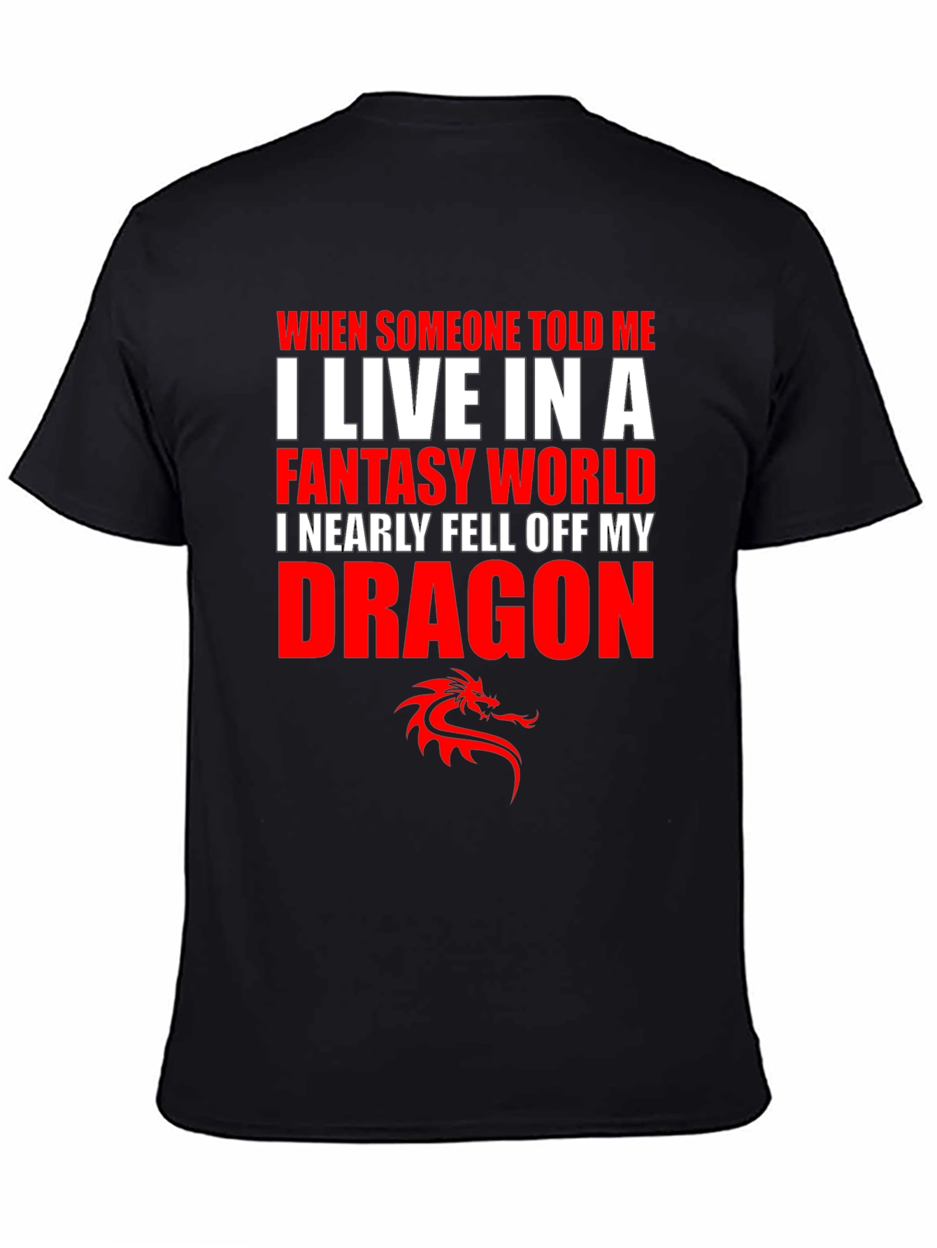 Black Fantasy World Dragon T-Shirt view 4