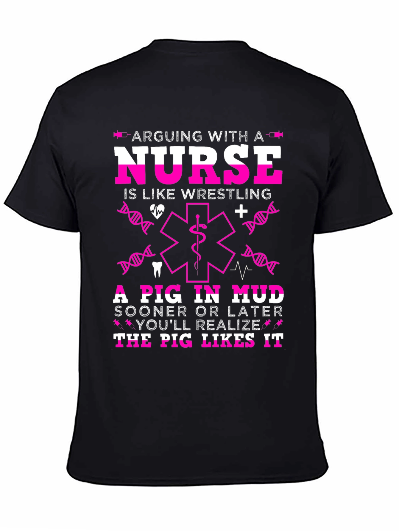 Black Arguing With a Nurse T-Shirt Funny Gift view 4