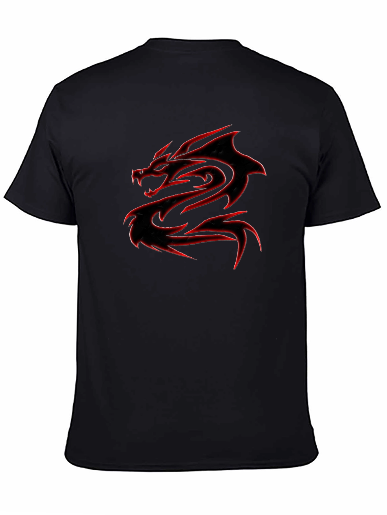 Black T-Shirt with Red Dragon Graphic - 4