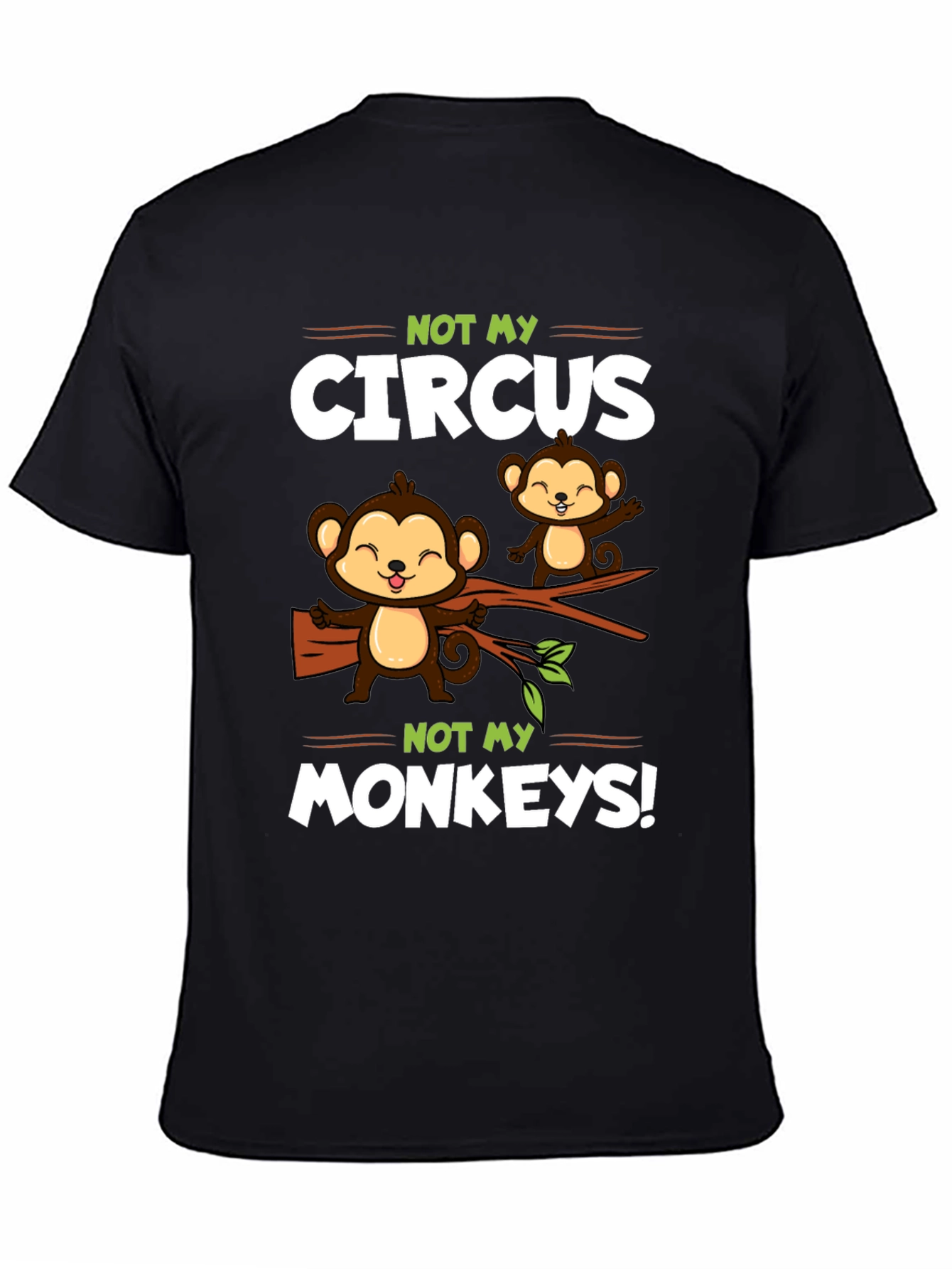 Black Funny Monkey Circus T-Shirt - Novelty Graphic Tee view 4