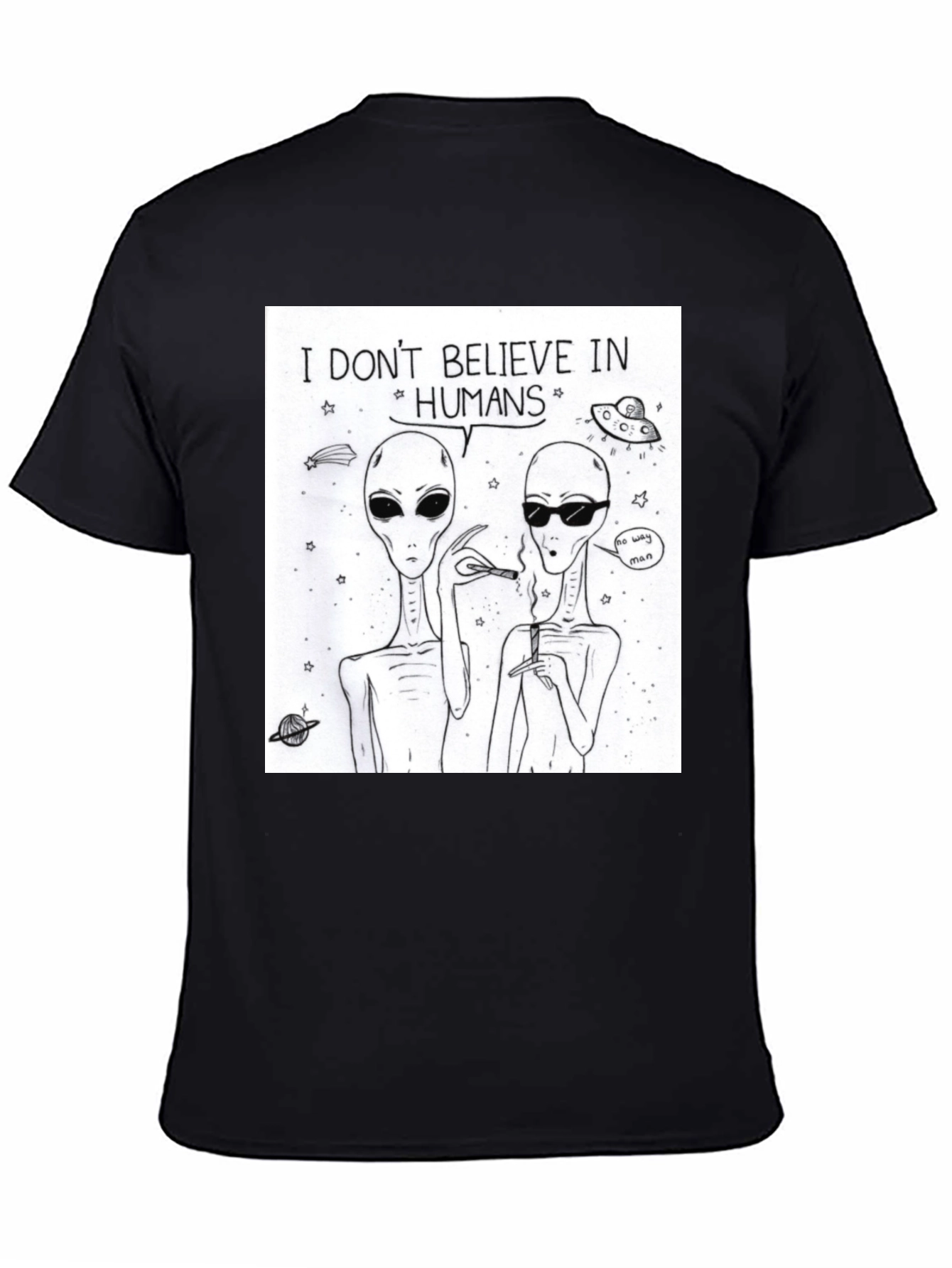 Black I Don't Believe In Humans Graphic Tee view 4