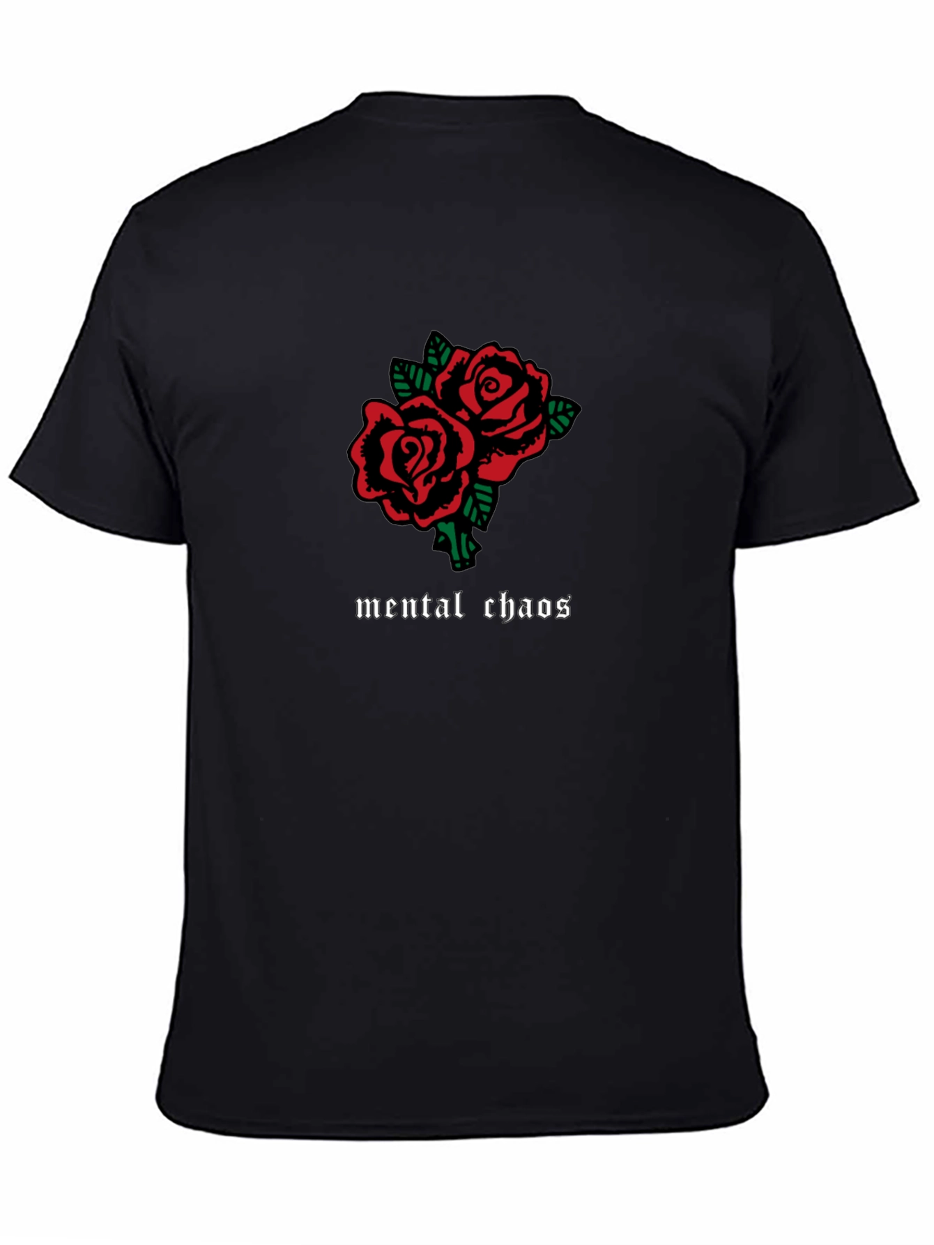 Black Mental Chaos Rose Graphic Black T-Shirt view 4