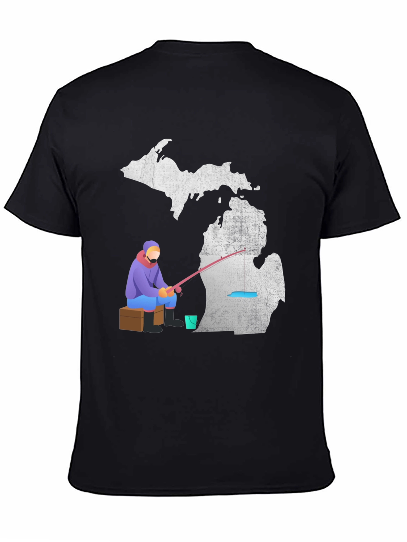 Black Michigan Fishing T-Shirt, Angler Graphic Tee view 4
