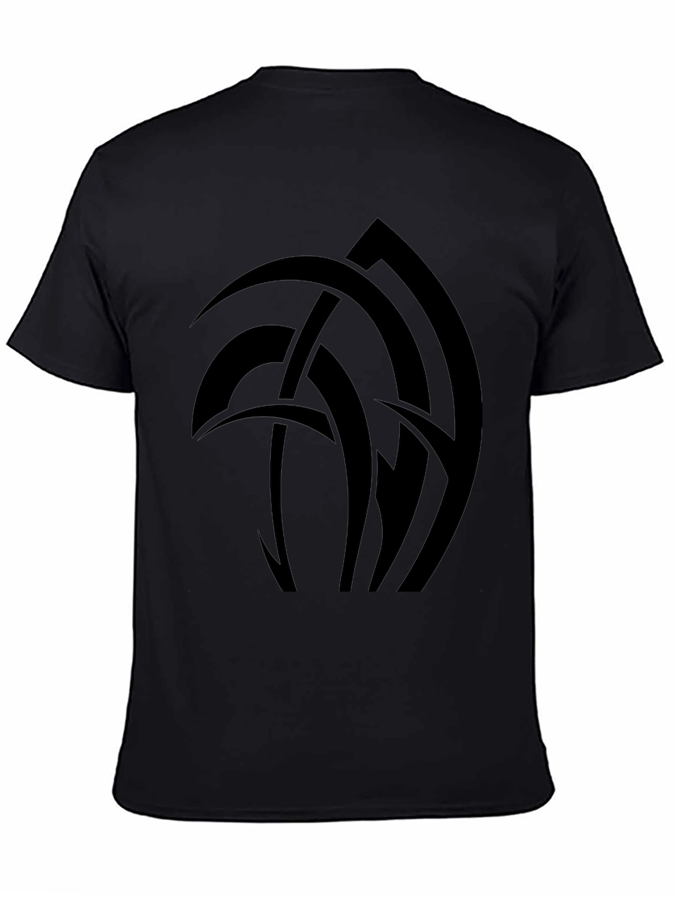 Black Abstract Graphic Tee - Black Cotton Blend T-Shirt view 4