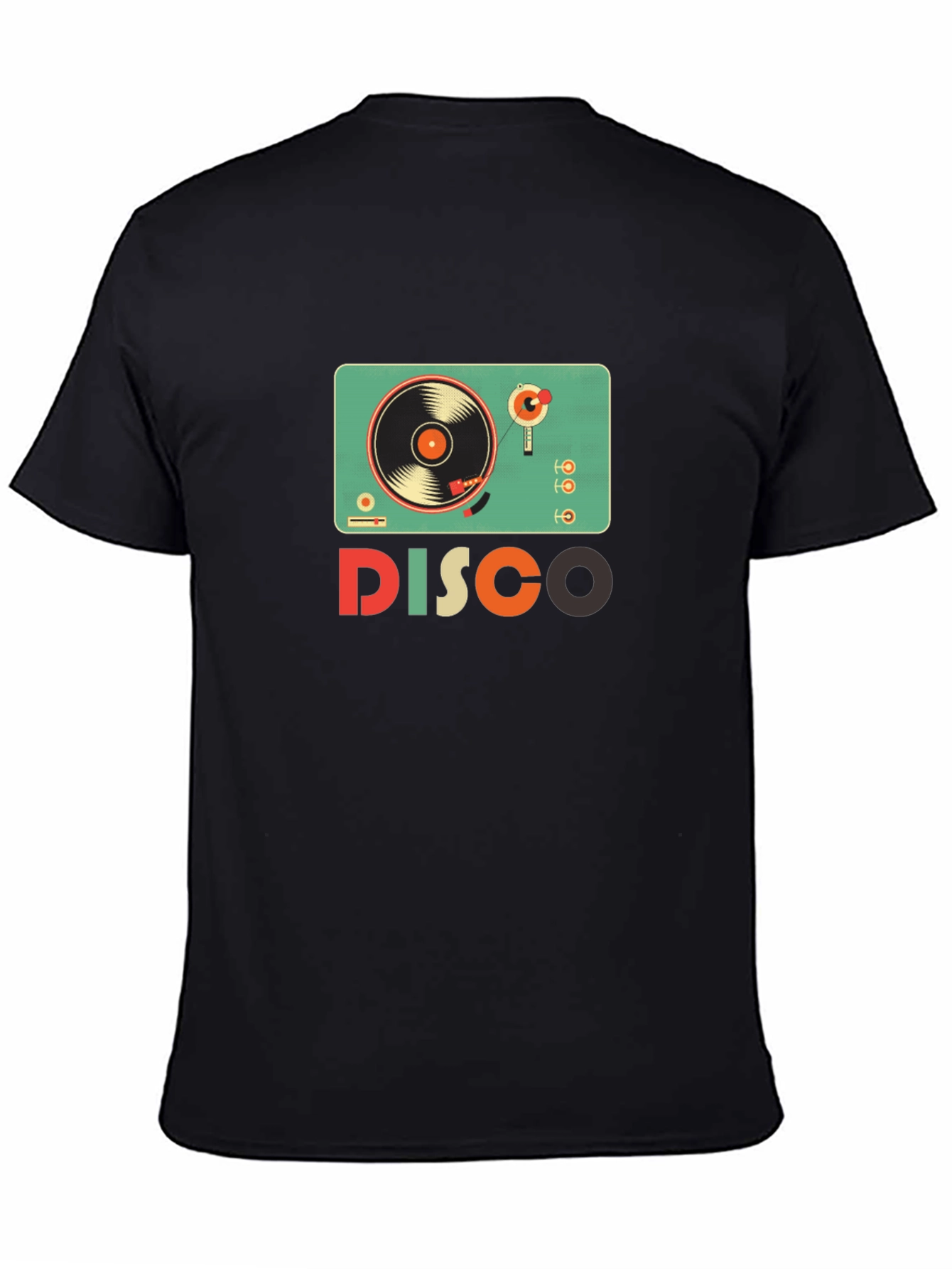 Black Retro Disco Turntable Graphic T-Shirt - Vintage Style view 4