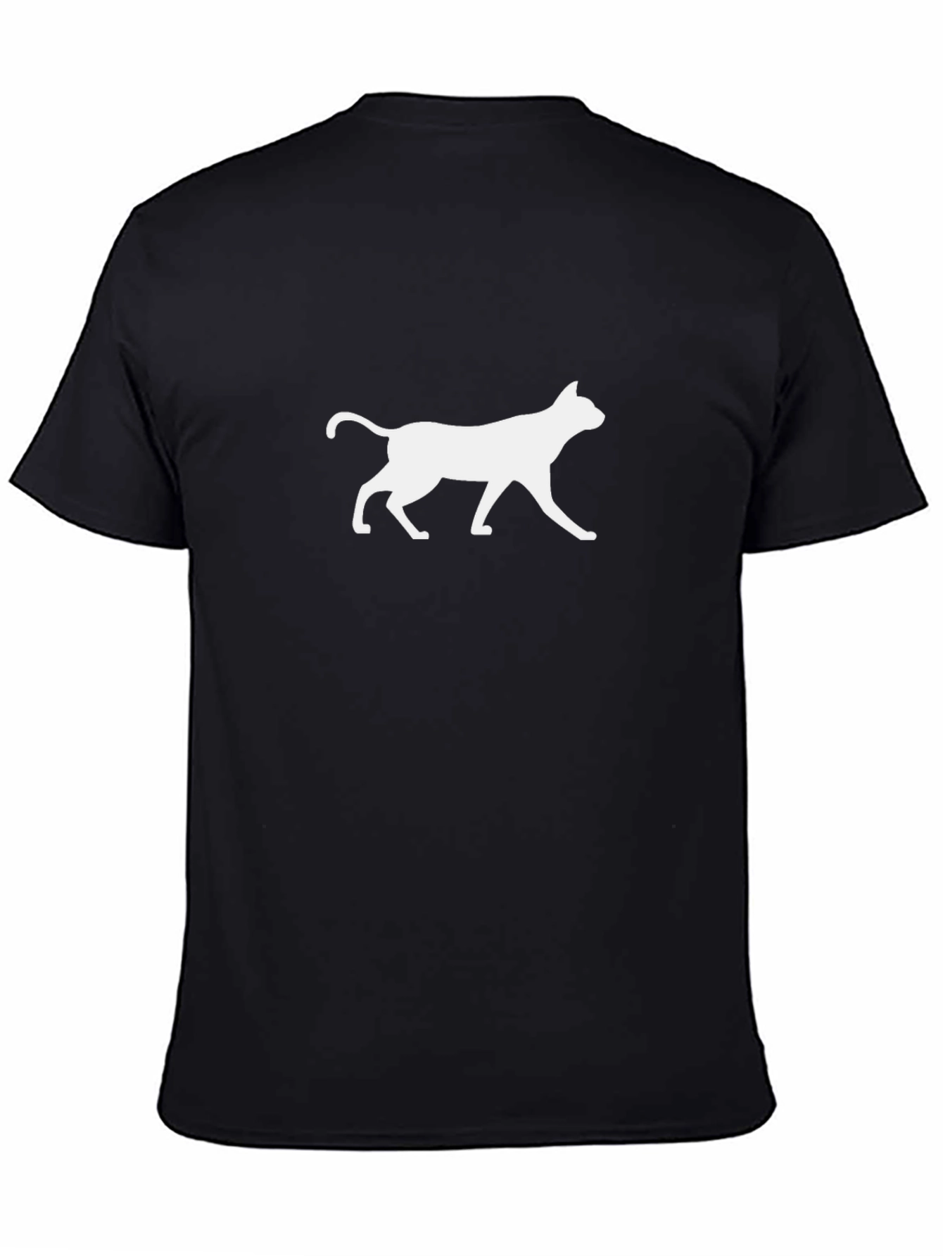 Black Cool Cat Silhouette Black T-Shirt view 4