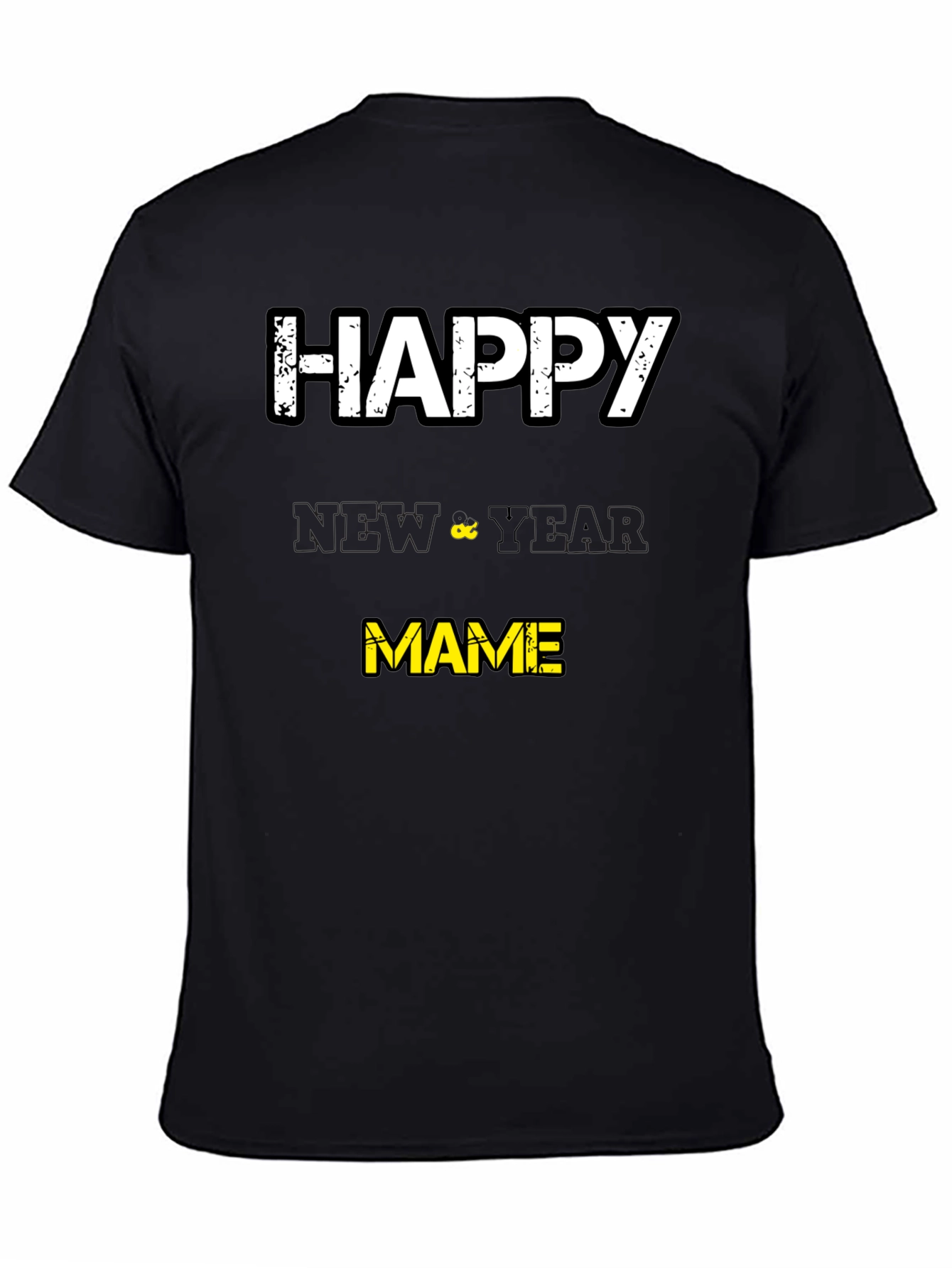 Black Happy New Year Mame T-Shirt - Black view 4