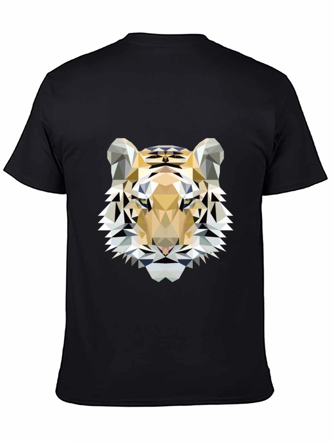 Black Geometric Tiger Print Black T-Shirt view 4